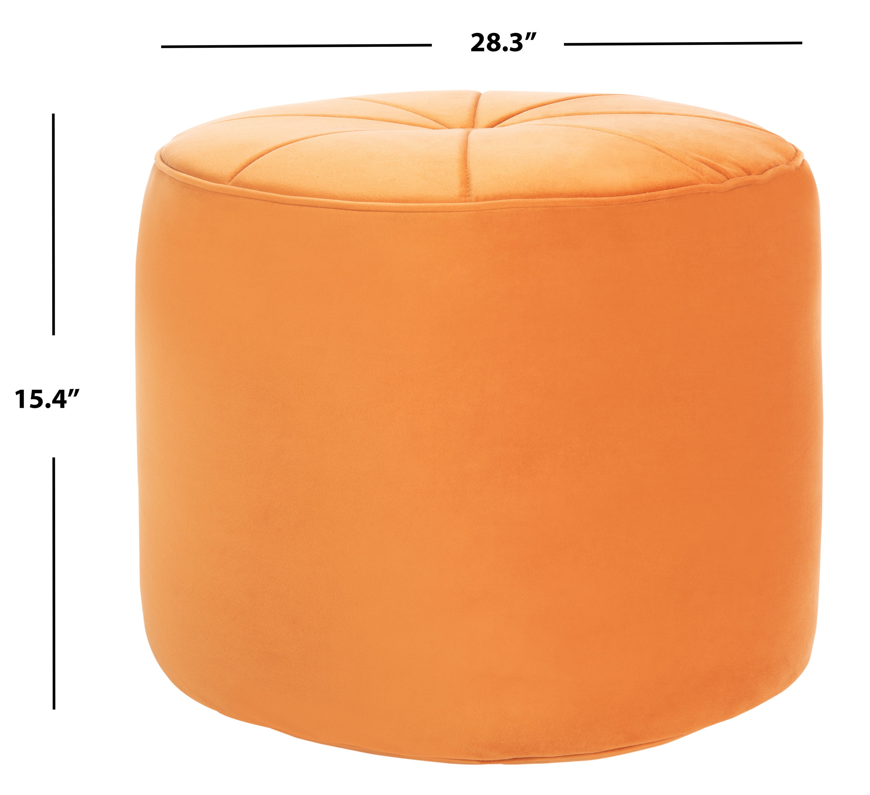 Warm Orange Velvet 21" Round Storage Ottoman