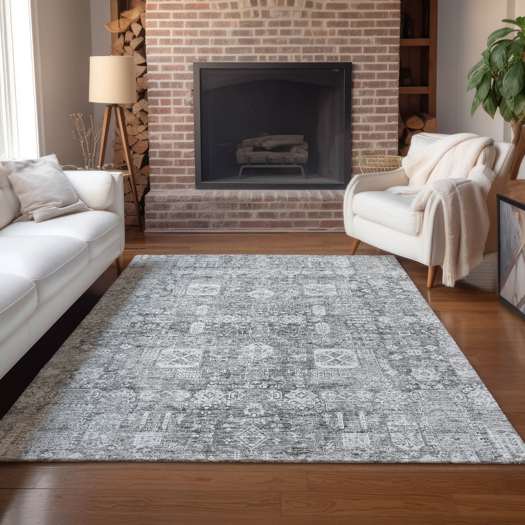Addison Rugs ACN637GY8X10 Chantille ACN637GY 8 x 10 (ft) Polyester Gray Rectangular Indoor/Outdoor Geometric Machine washable Area rug