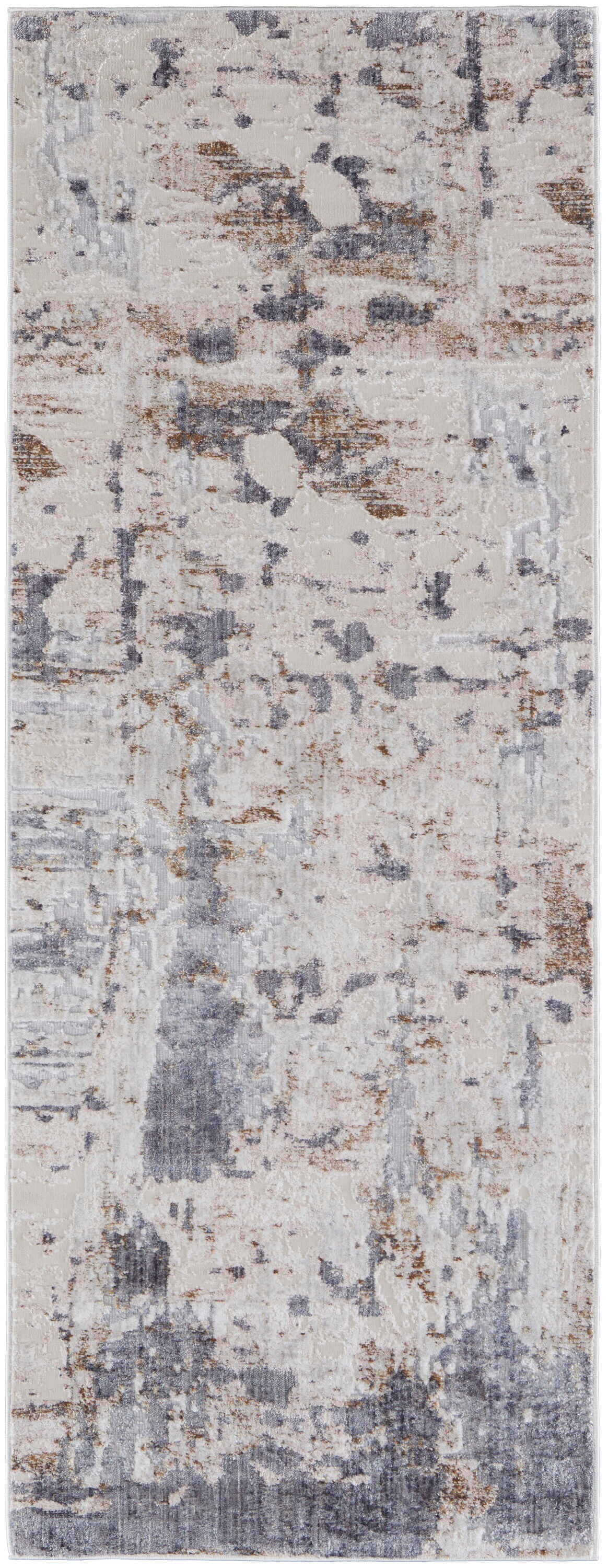Room Envy LAIR39GHBLUIVYI38 3 x 8 (ft) Loomed Polyester Ivory/Gray/Blue Rectangular Indoor Abstract Runner rug