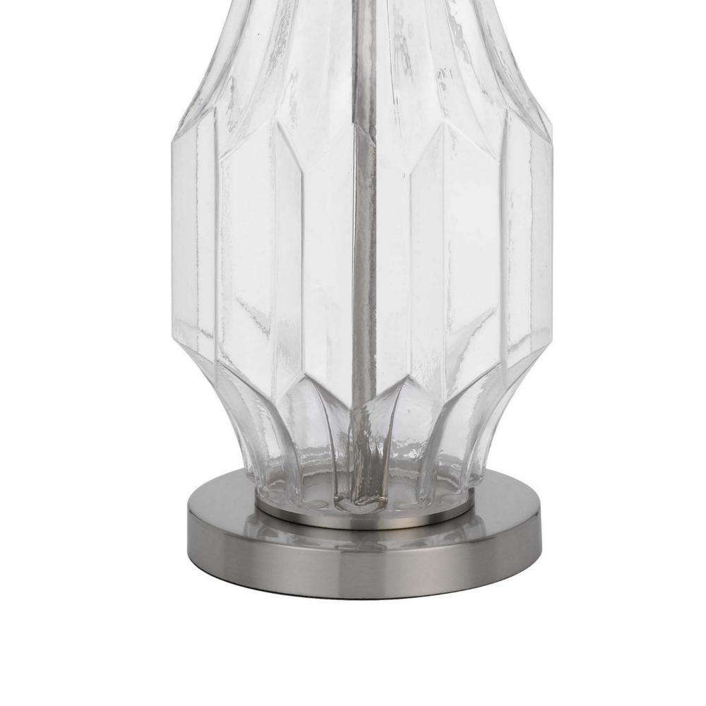 Benzara Table Lamps 34.25-in White, Silver, Clear 3-way Table Lamp with ...