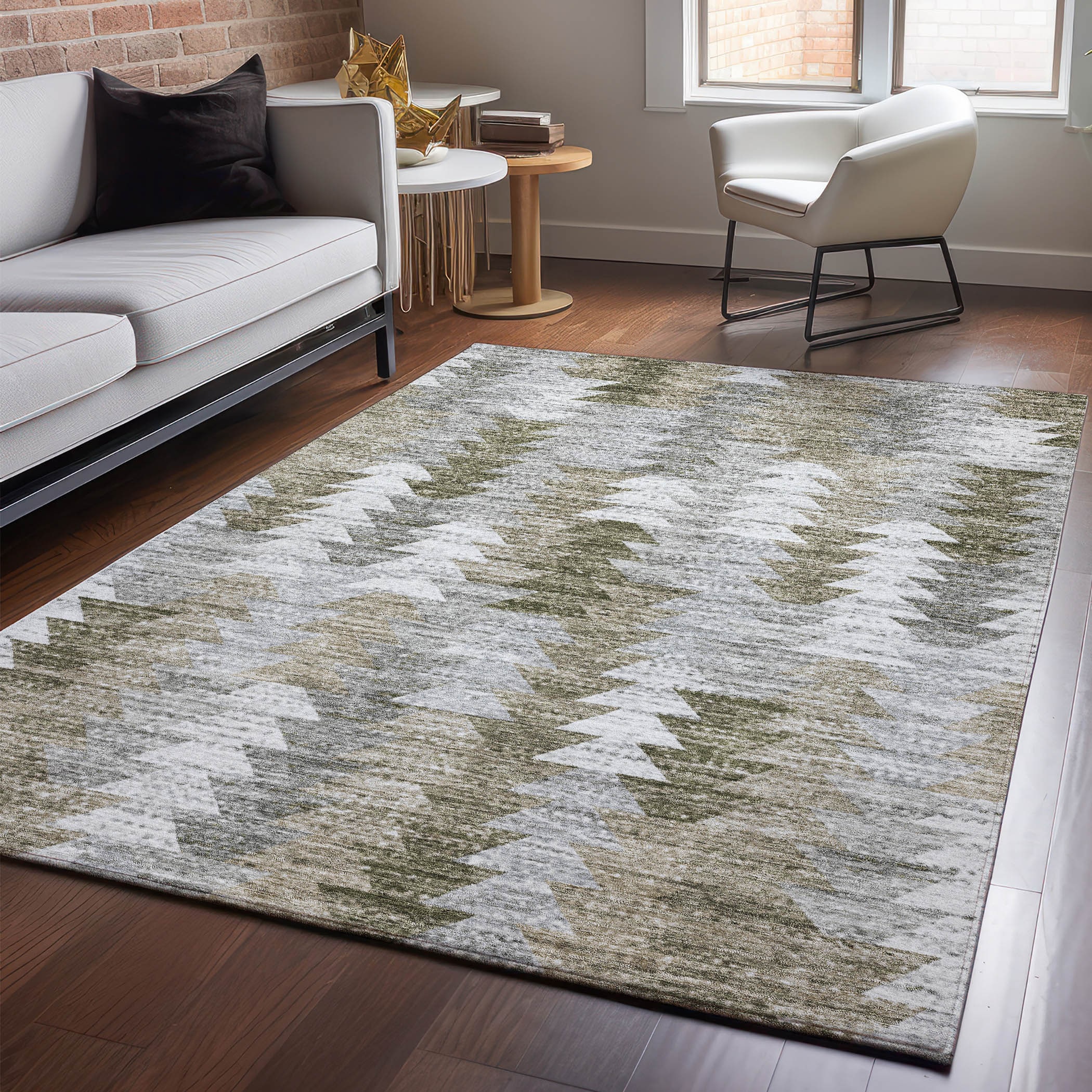 Addison Rugs AMF632BR8X10 Mayfield AMF632BR 8 x 10 (ft) Loomed Polyester Brown Rectangular Indoor Geometric Machine washable Area rug