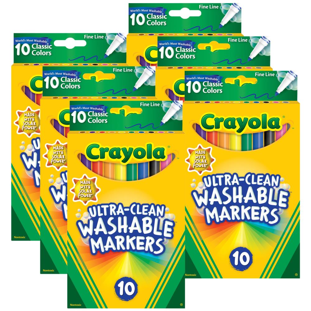 Crayola Fine Line Washable Dry Erase Markers 6 Pack