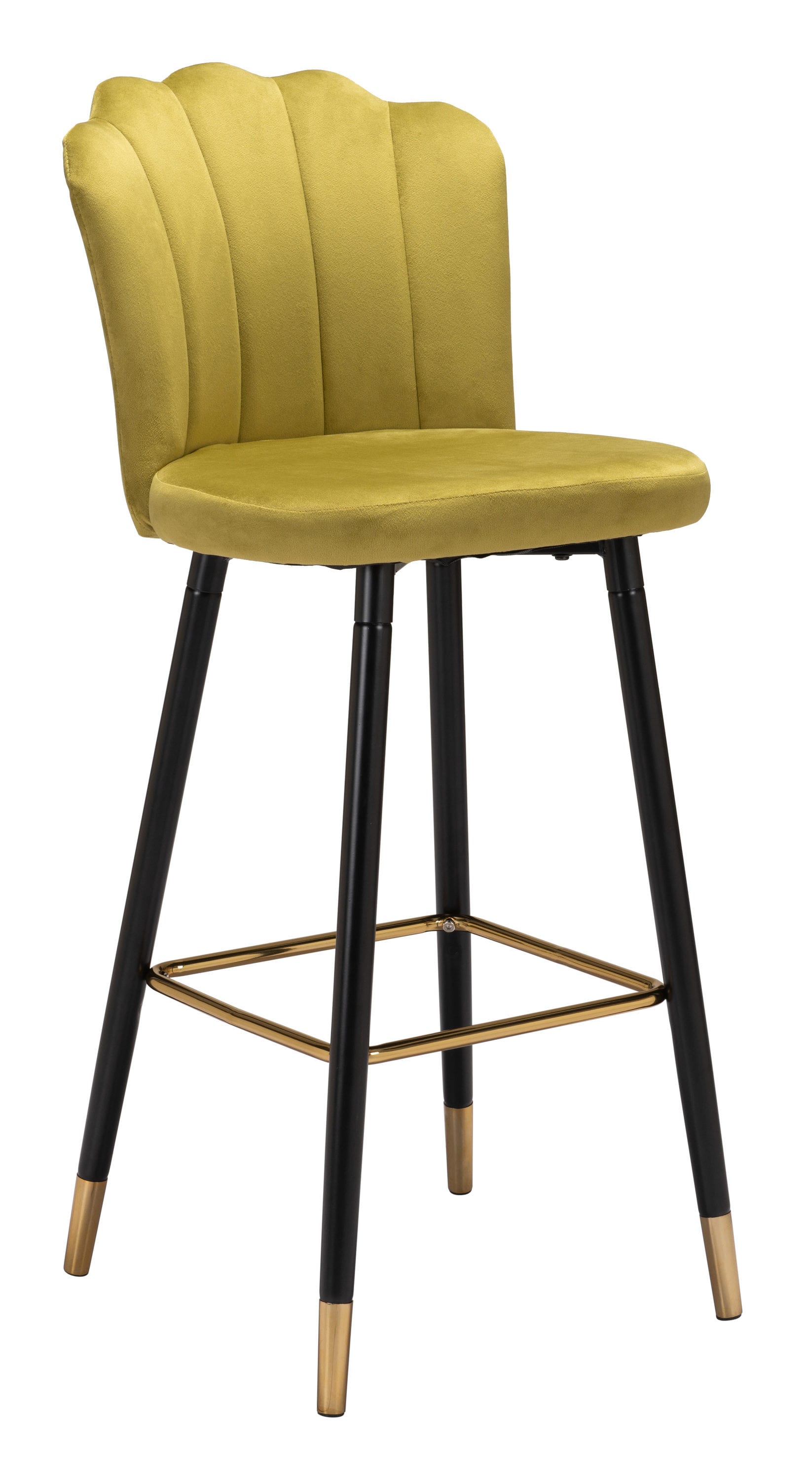 Zuo Modern 109226 Zinclair Yellow 29.9-in H Bar height Upholstered Metal Bar Stool Back