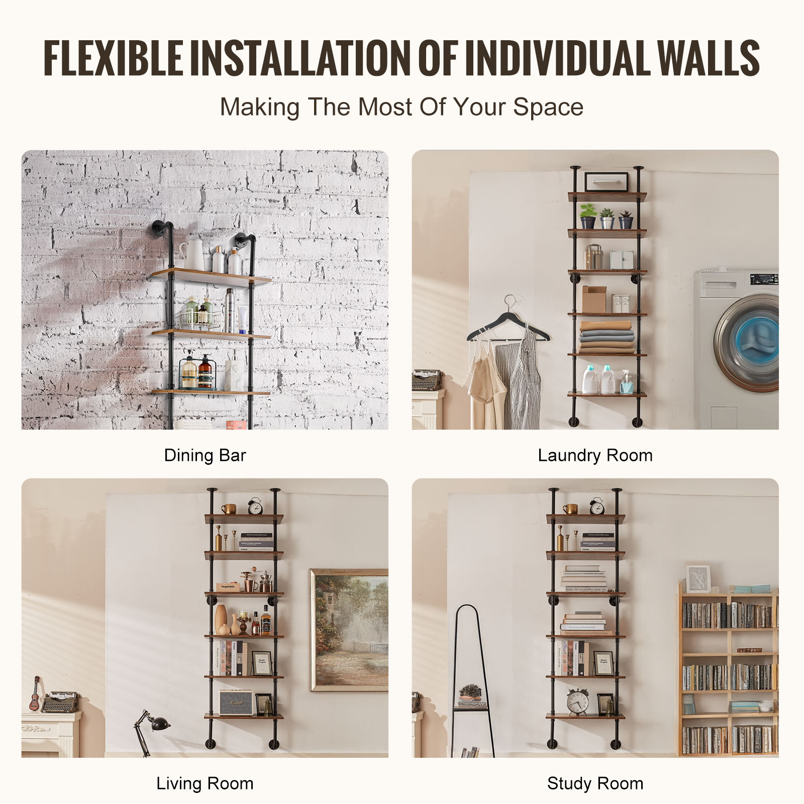 VEVOR SCJSGZWJYGHM06061V0 Wall-Mounted-Shelving - View #4