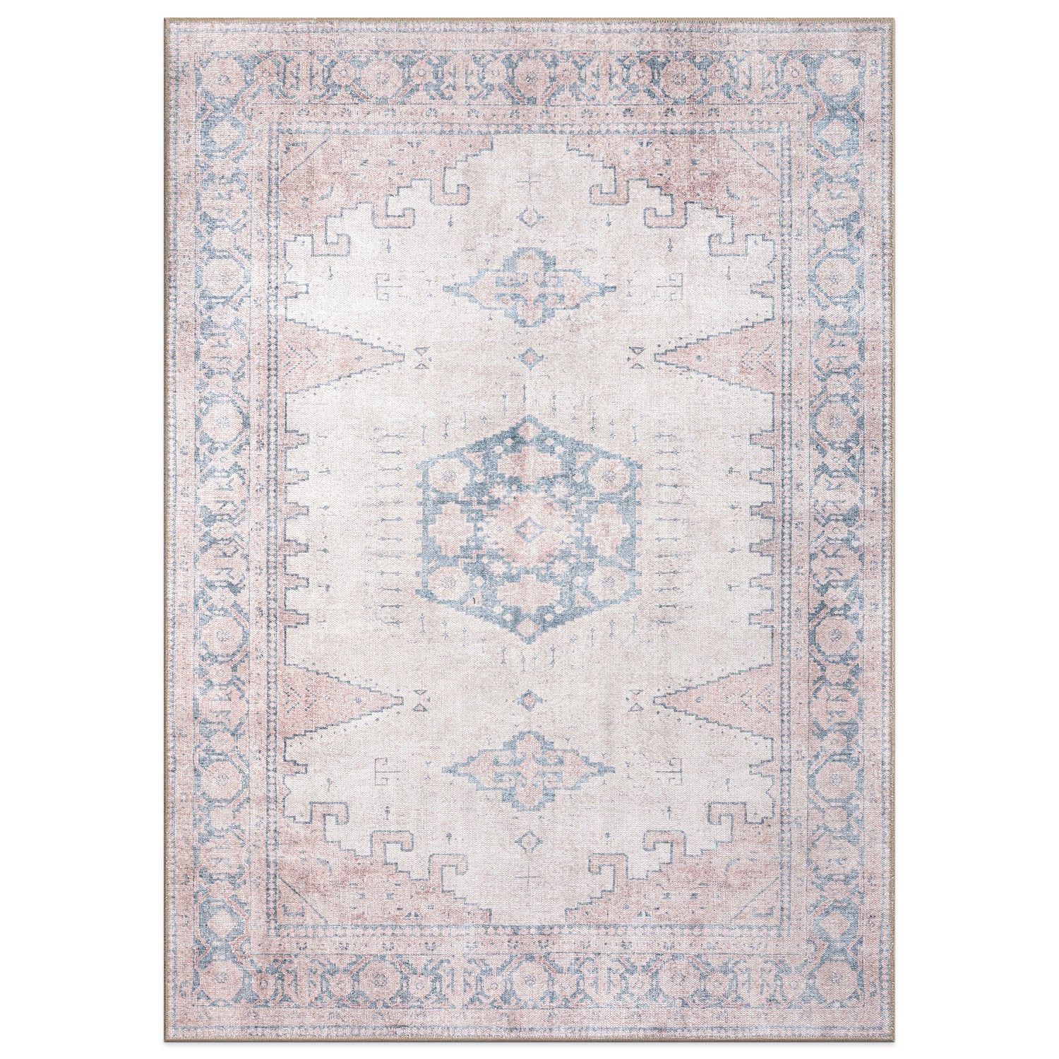 World Rug Gallery 6024BEIGE8X10 8 x 10 (ft) Loomed Polyester Beige Rectangular Indoor Distressed/Overdyed Vintage Area rug