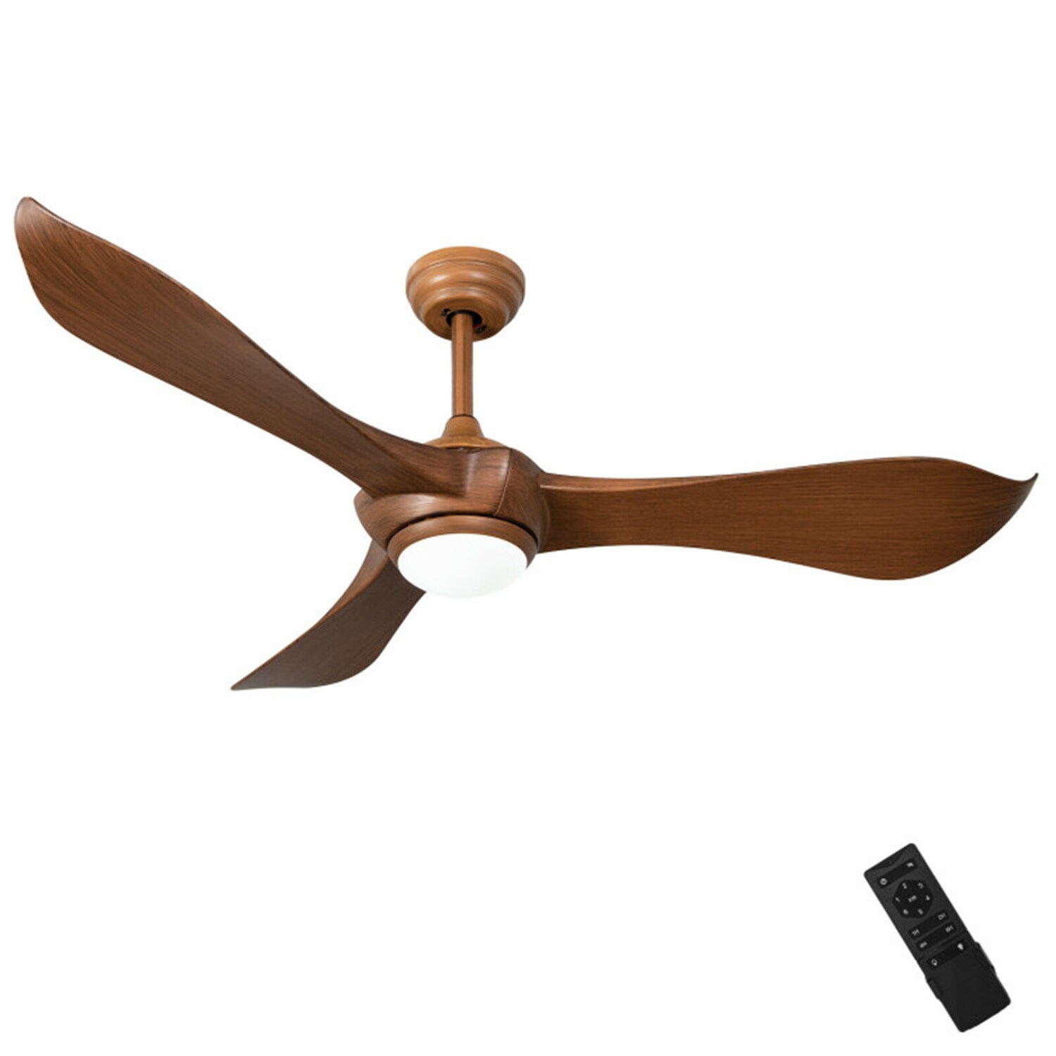 BABOOM BOM-9937ORSY 52-in Color-Changing Brown with Wood Blades Ceiling Fan With Light - Remote Included ( 3 -Blade )