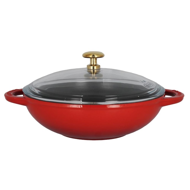 Buiten Naar de waarheid ruw Chasseur Chasseur French Enameled Cast Iron Wok with Glass Lid, 7-Inch  Diameter, Red in the Cooking Pans & Skillets department at Lowes.com