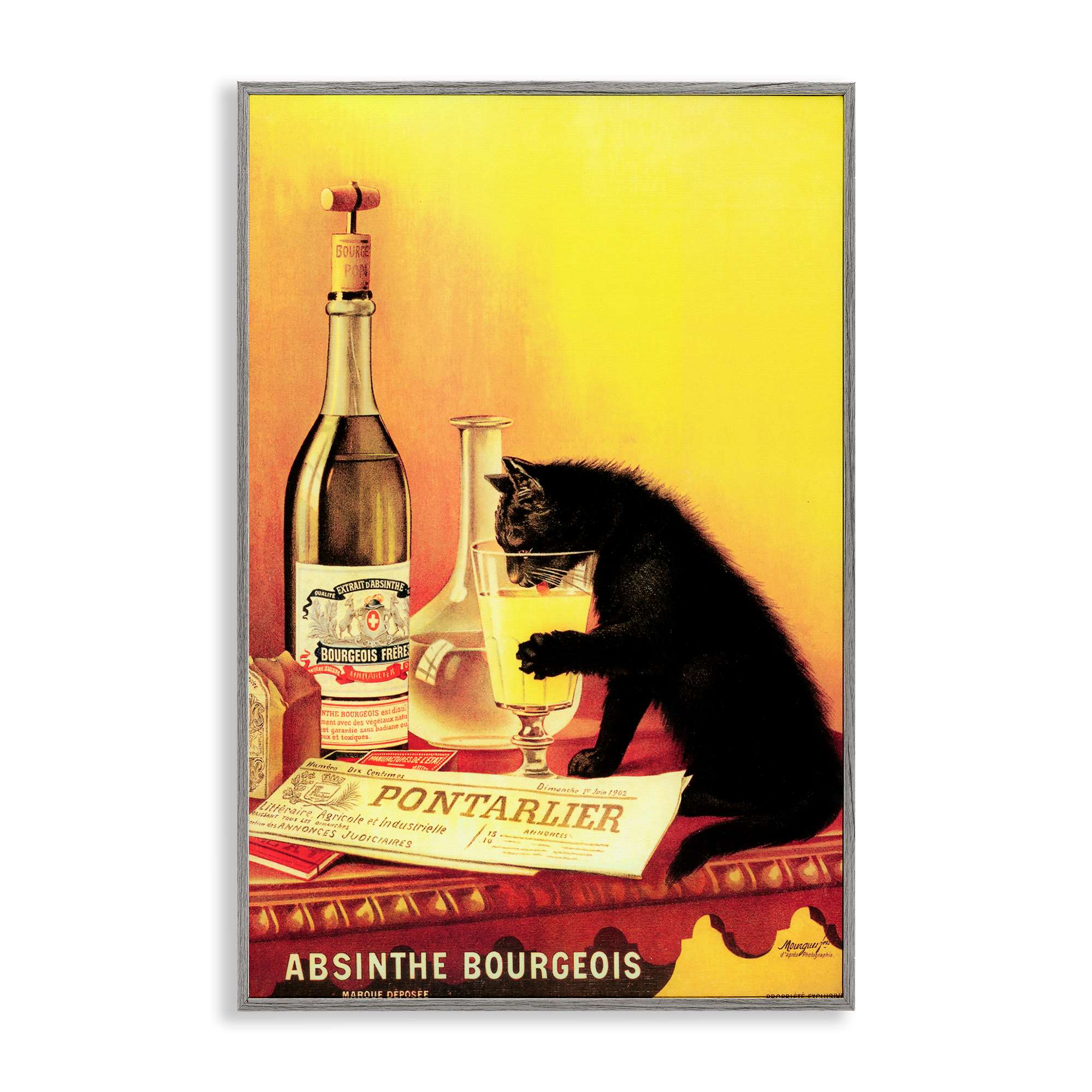 Stupell Industries BT-380-GFF-20X30 Vintage Cat and Absinthe Gray Framed Giclee Art By Marcus Jules 20 x 30