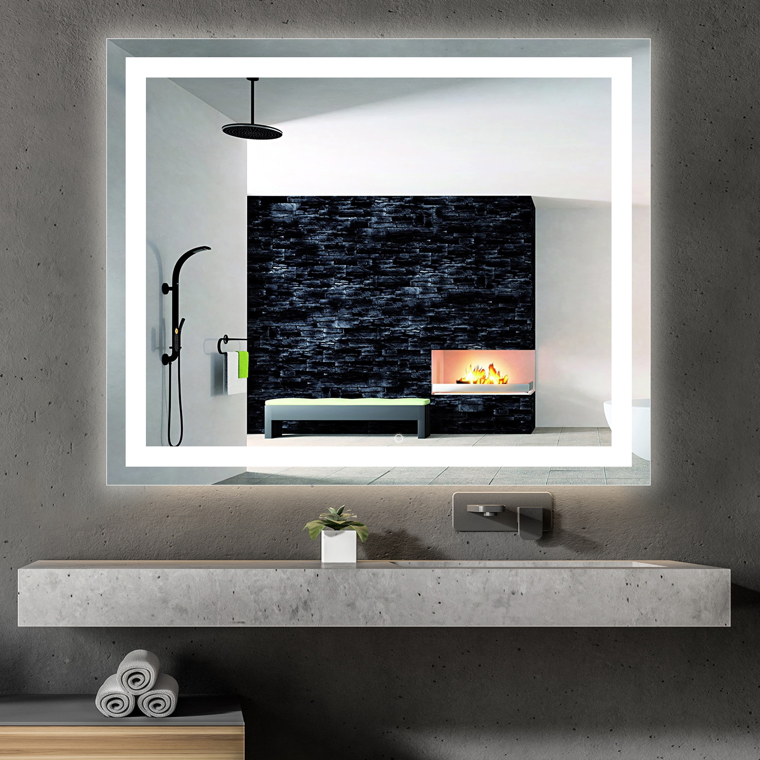 HomLux HOMLUX LED Bathroom Mirror 36-in x 30-in Frameless Dimmable ...