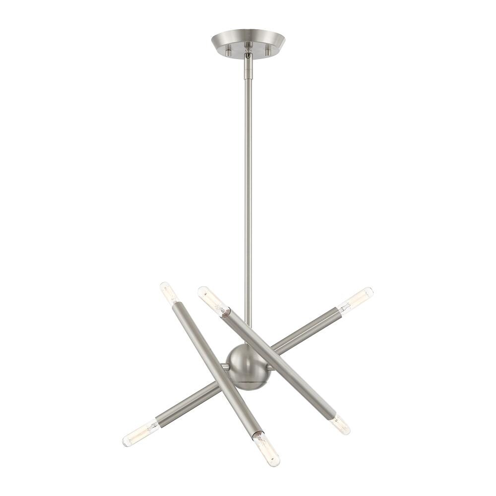 Livex Lighting 46773-91 Soho 6 -Light Brushed Nickel Mid-century For Use in Bathrooms, Bedrooms, Dining Rooms, Foyers, Kitchens, Living Rooms Chandelier