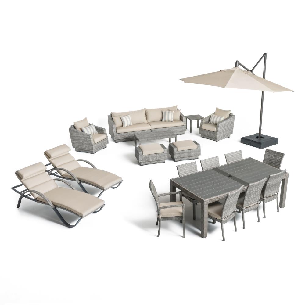 RST Brands OP-PEEC20-CNS-SLT-K Cannes 20-Piece Wicker Patio Conversation Set with Gray Sunsharp Cushions