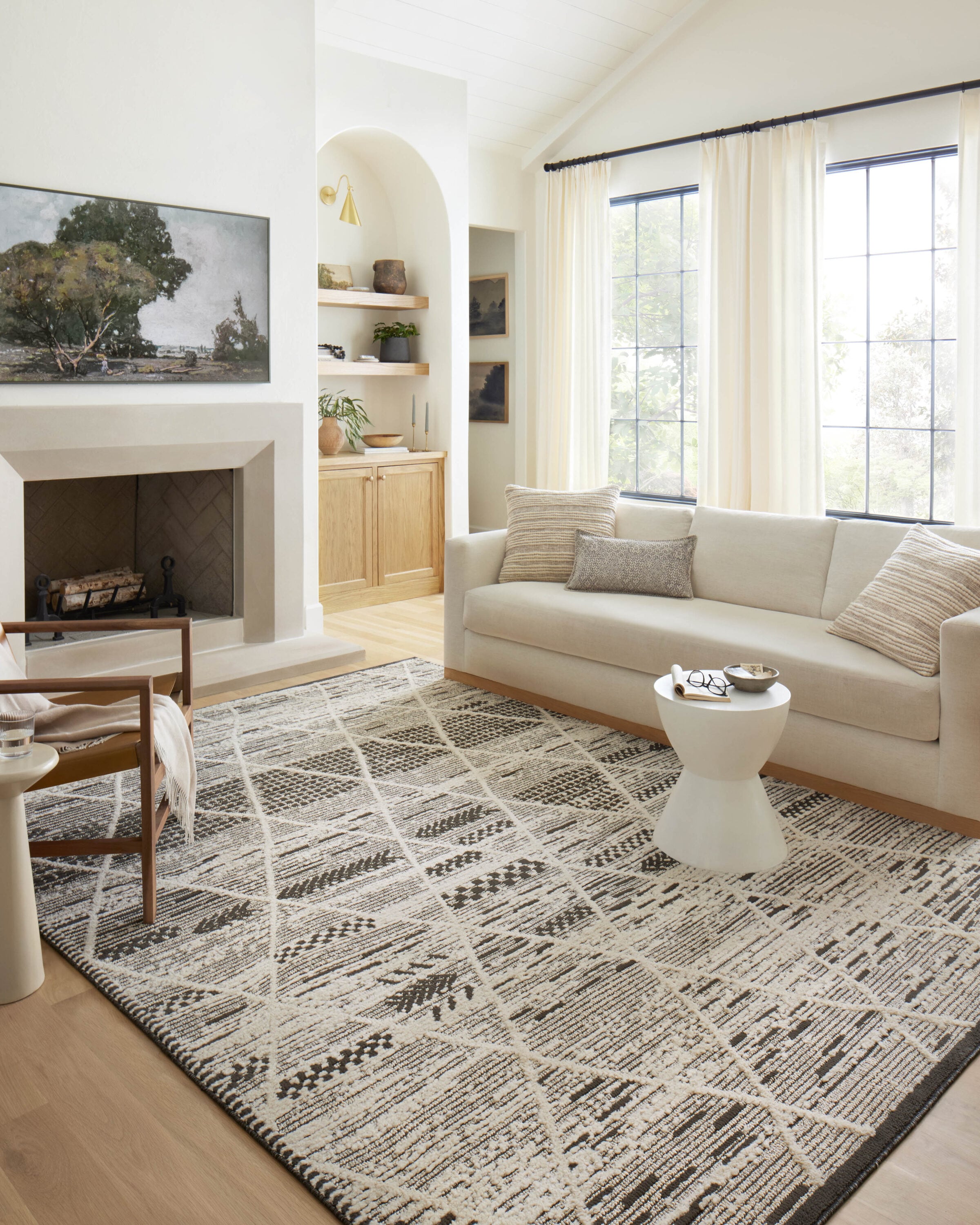 Loloi II FABIFAB-03CCIV2740 Fabian 3 x 4 (ft) Loomed Polyester/Polypropylene CHARCOAL / IVORY Rectangular Indoor Persian Area rug