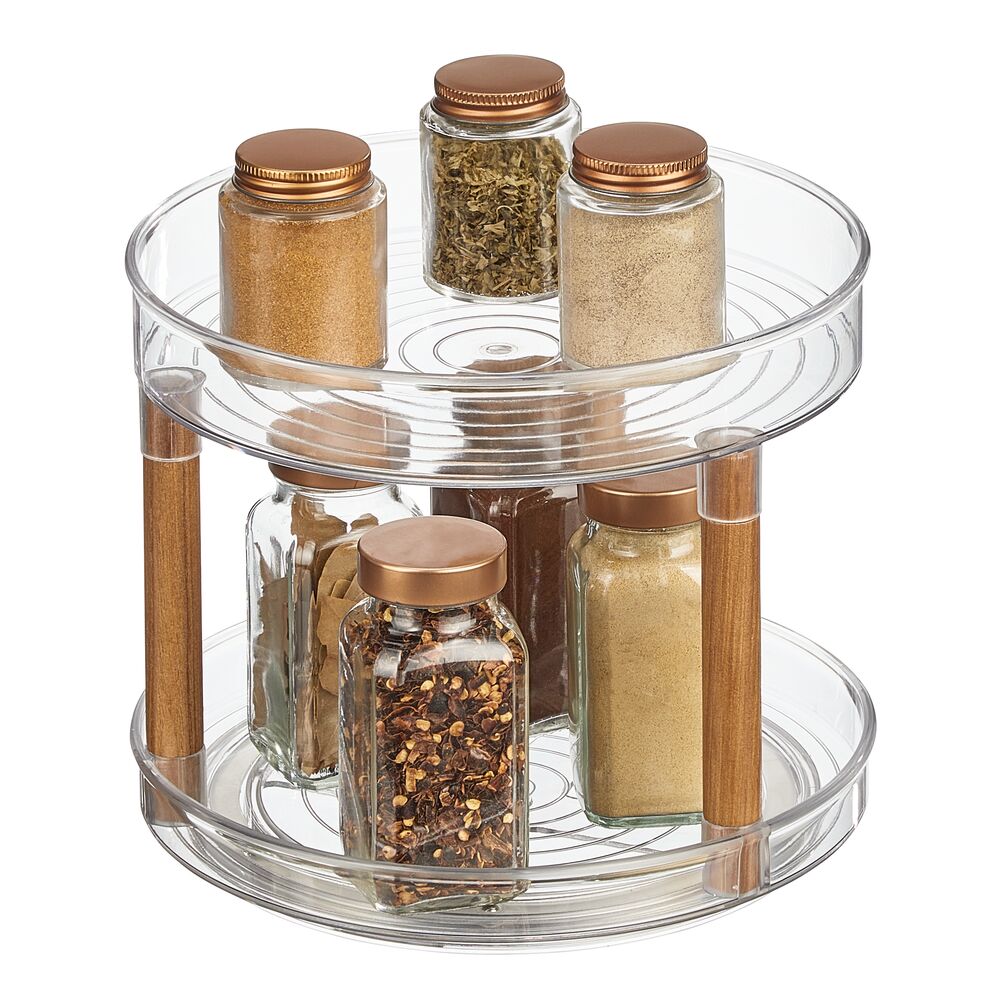 mDESIGN 2-Tier Clear Ash Plastic Full Circle Cabinet Lazy Susan in the ...