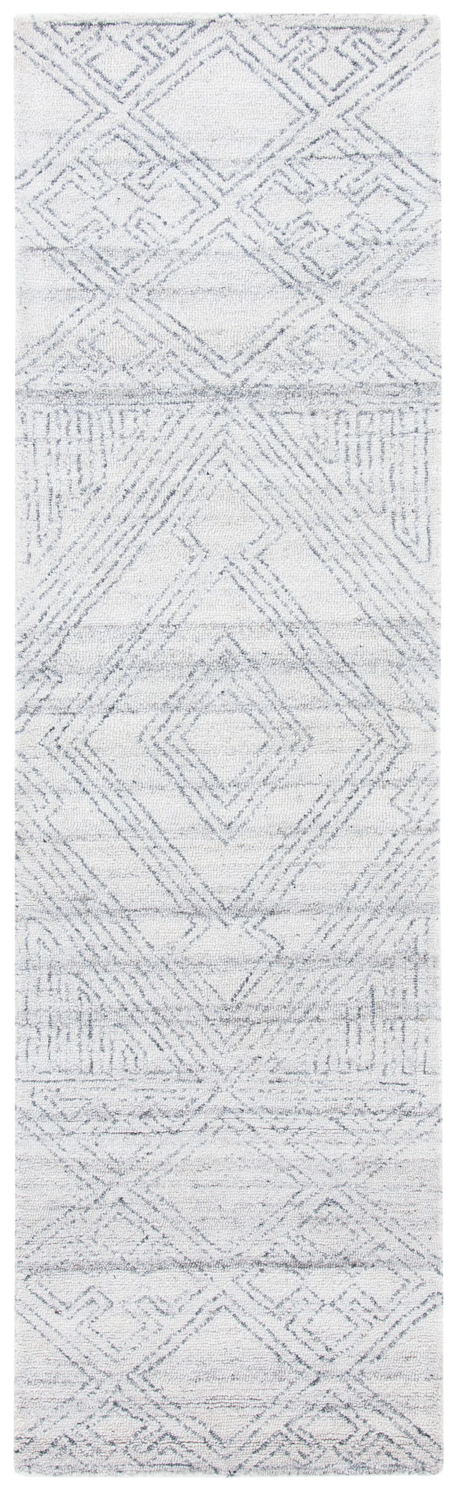 Ivory Abstract Handmade Tufted Wool Runner Rug
