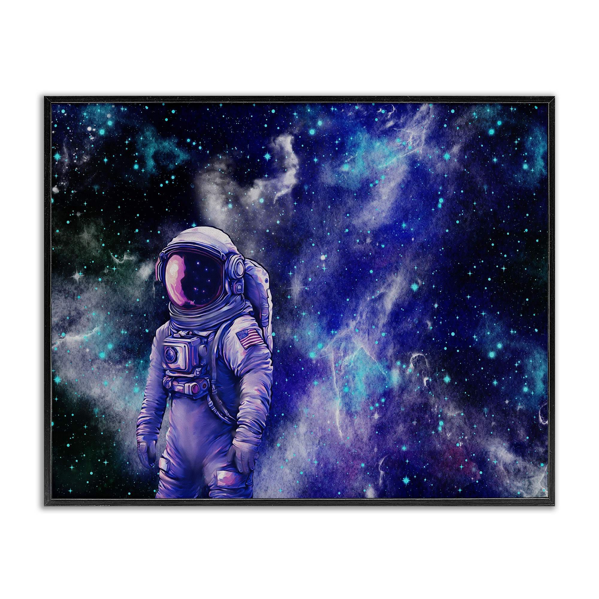Stupell Industries BS-058-FR-16X20 Astronaut with Blue Nebula Framed Giclee design by Jesse Keith