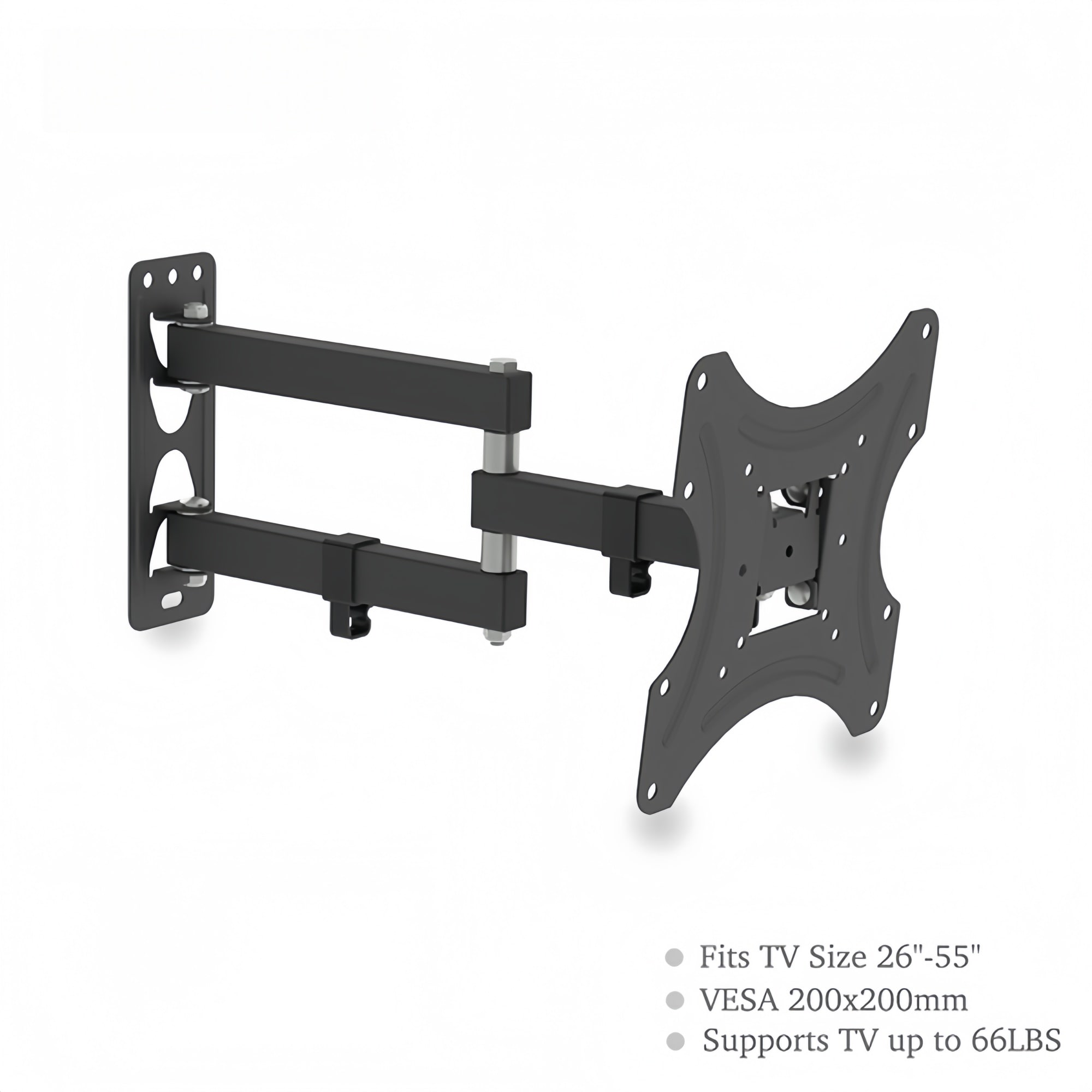 Numhew - 26in to 50in Adjustable Rotatable Black Wall Mount Bracket TV Stand with Spirit Level