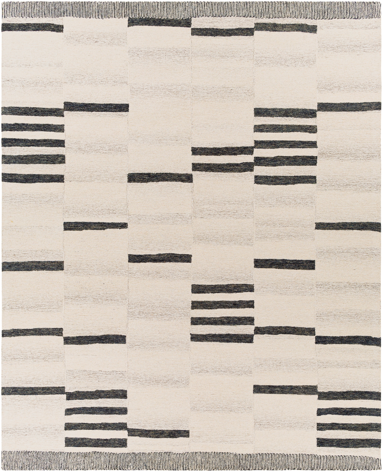 Handmade Tufted Black Wool Rectangular 5' x 7' Easy Care Rug