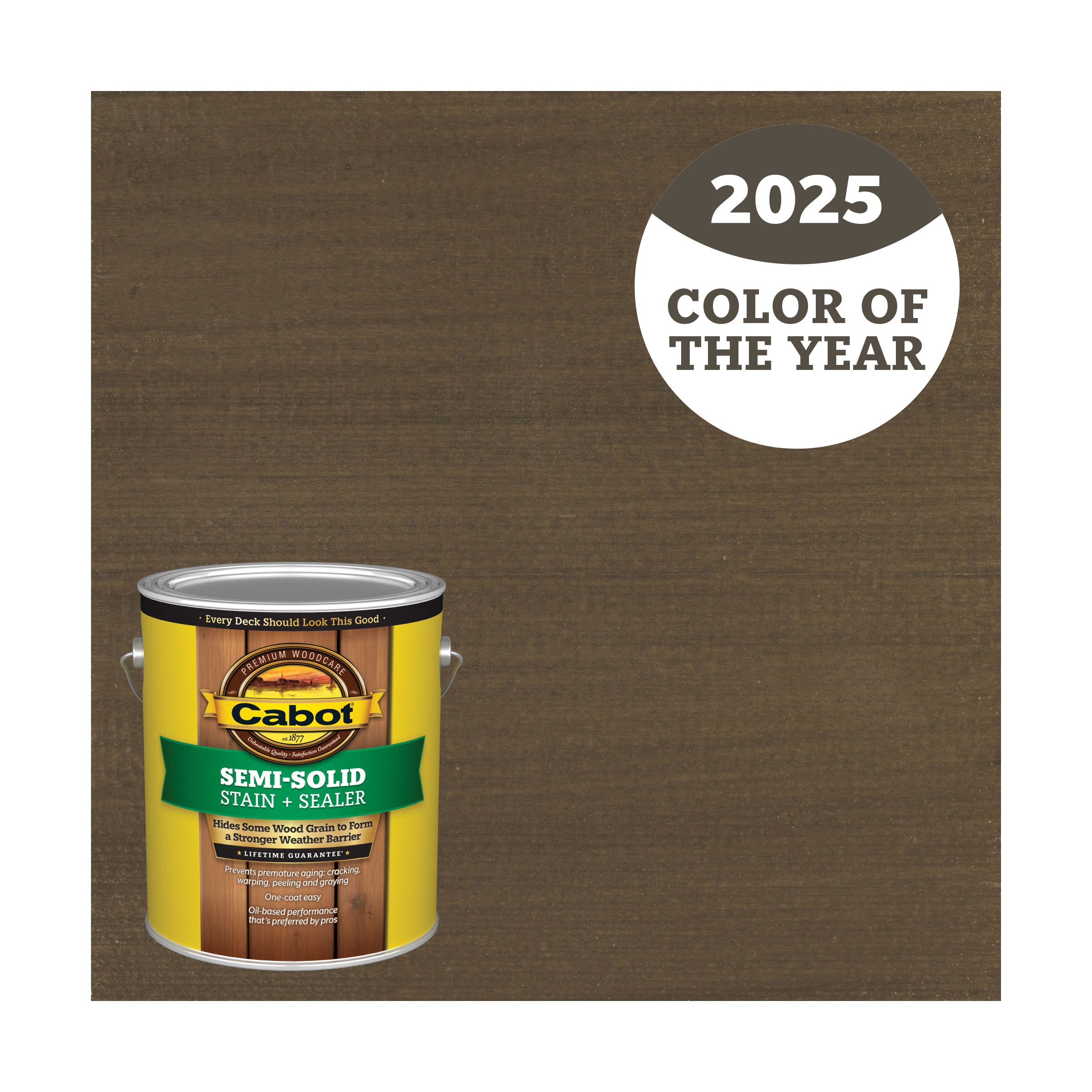 Cabot BURNT HICKORY-238818 Burnt Hickory Semi-solid Exterior Wood Stain and Sealer in One ( 1-gallon )
