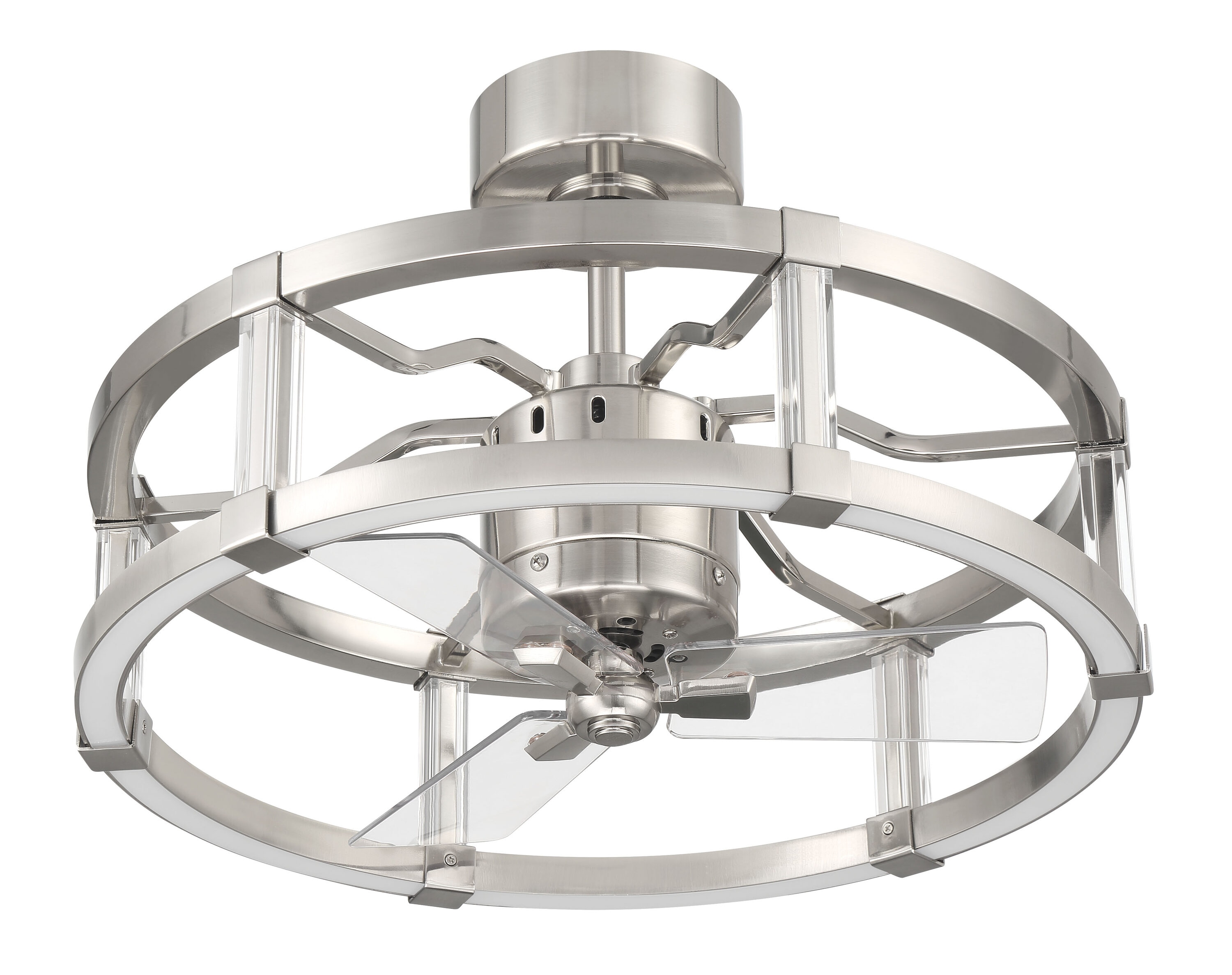 Brushed Polished Nickel 18" Ceiling Fan with LED Lights and Remote