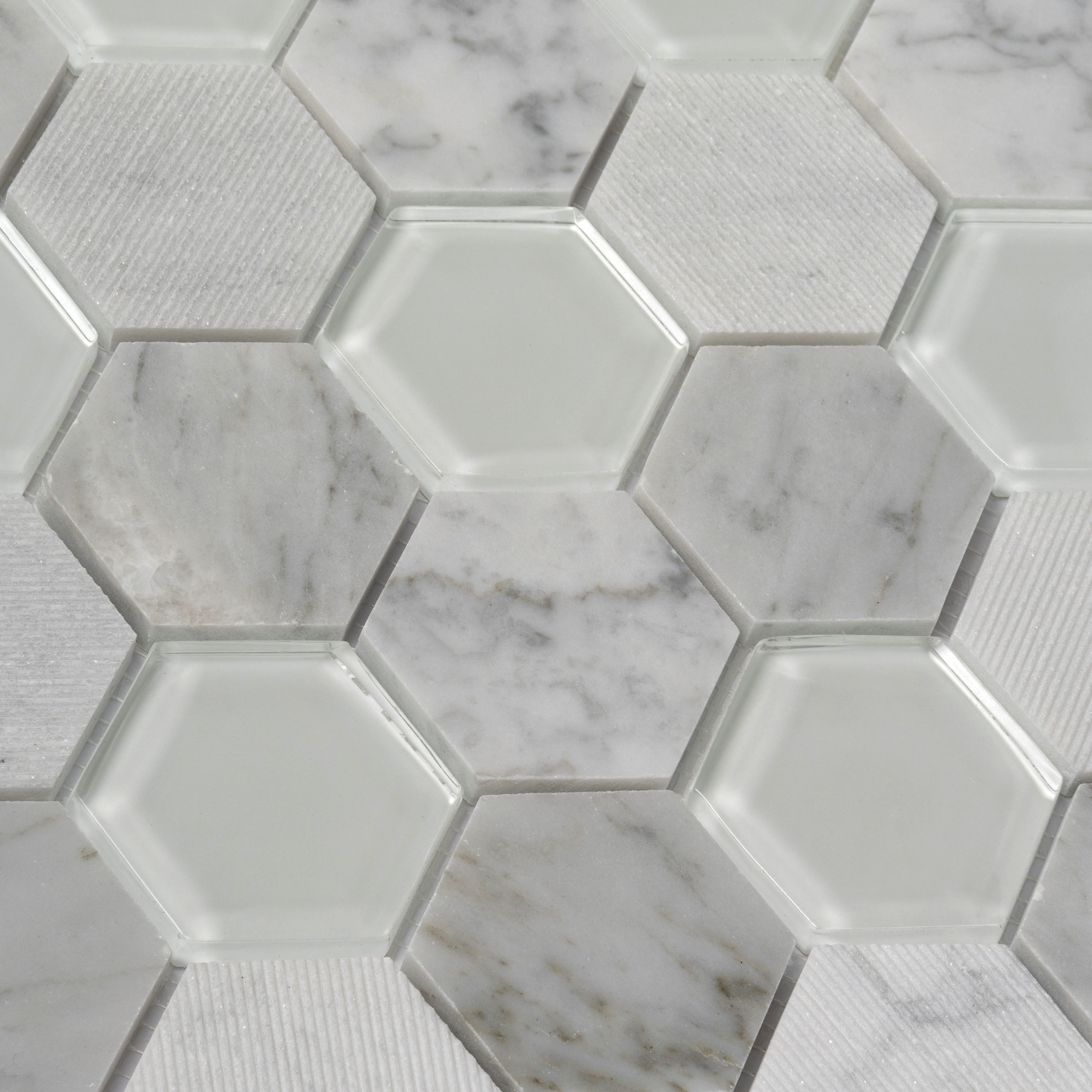 Apollo Tile Sparta Gray 12-in x 12-in Polished Glass; Stone Marble Honeycomb Marble Look Floor and Wall Tile (4.92-sq. ft/ Carton)