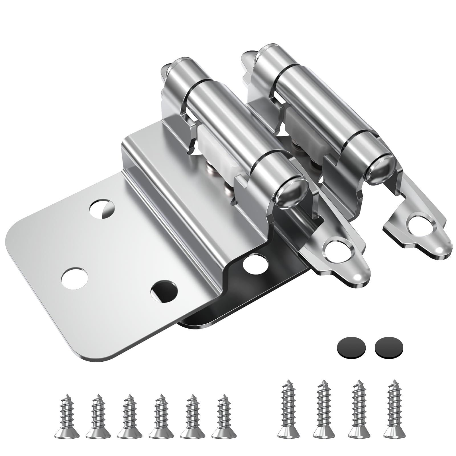 DYRCJ  3/8 Inch Inset Cabinet Hinges 5 Pairs Self Closing Flush Face Mount Hinges with Door Bumper for Bathroom Furniture Kitchen Cabinet