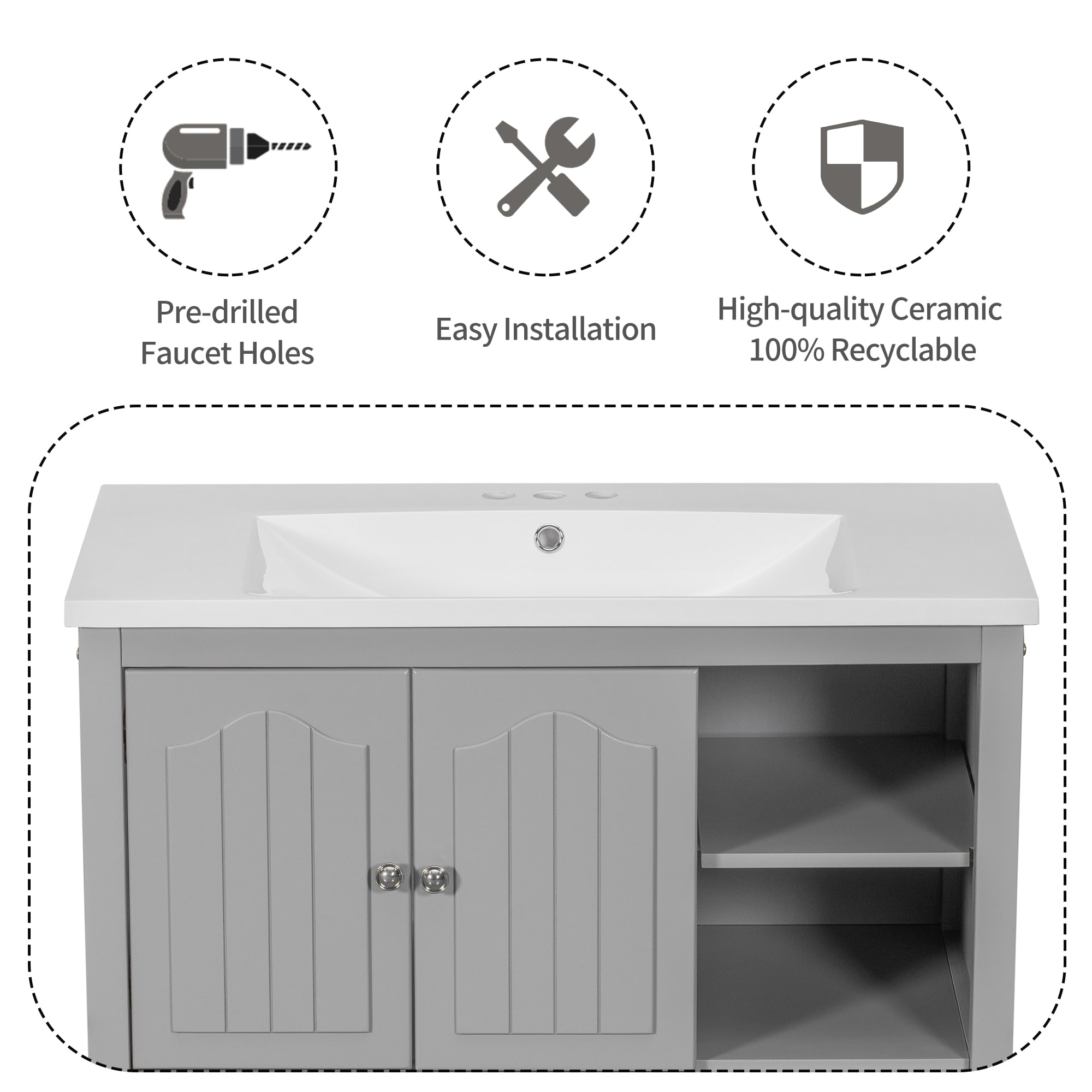 WELLFOR AY725-36GR Bath-Vanity-Combo - View #5