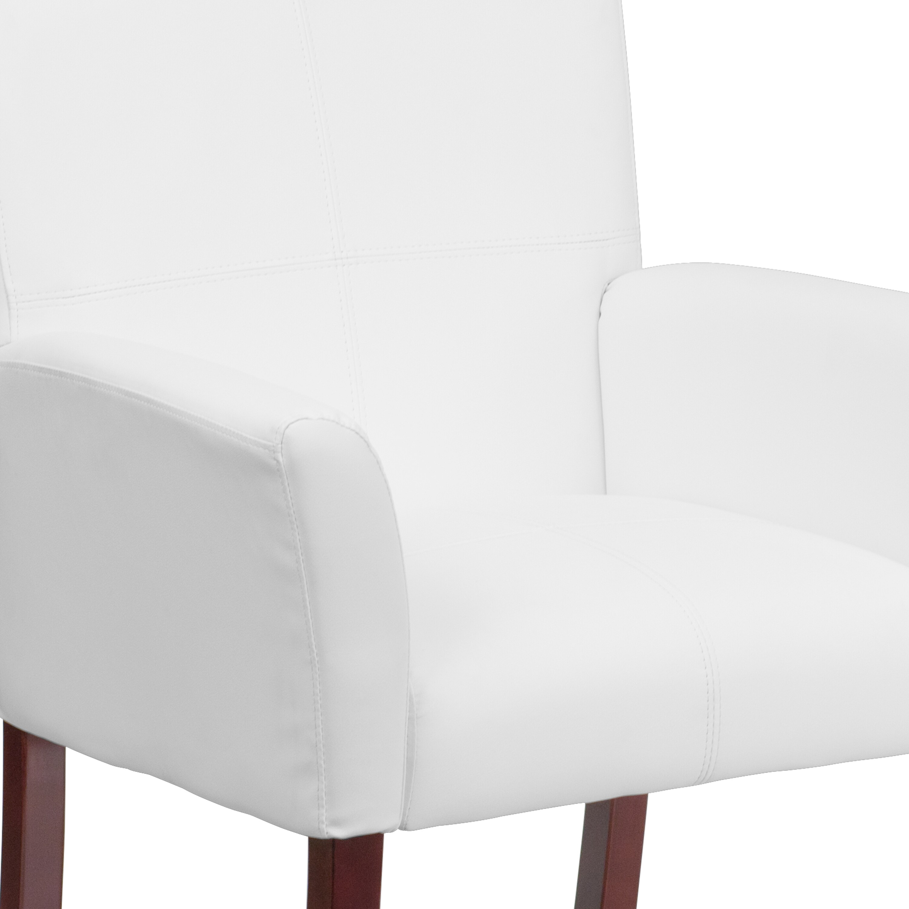 Taylor White LeatherSoft Executive Chair with Mahogany Wood Legs