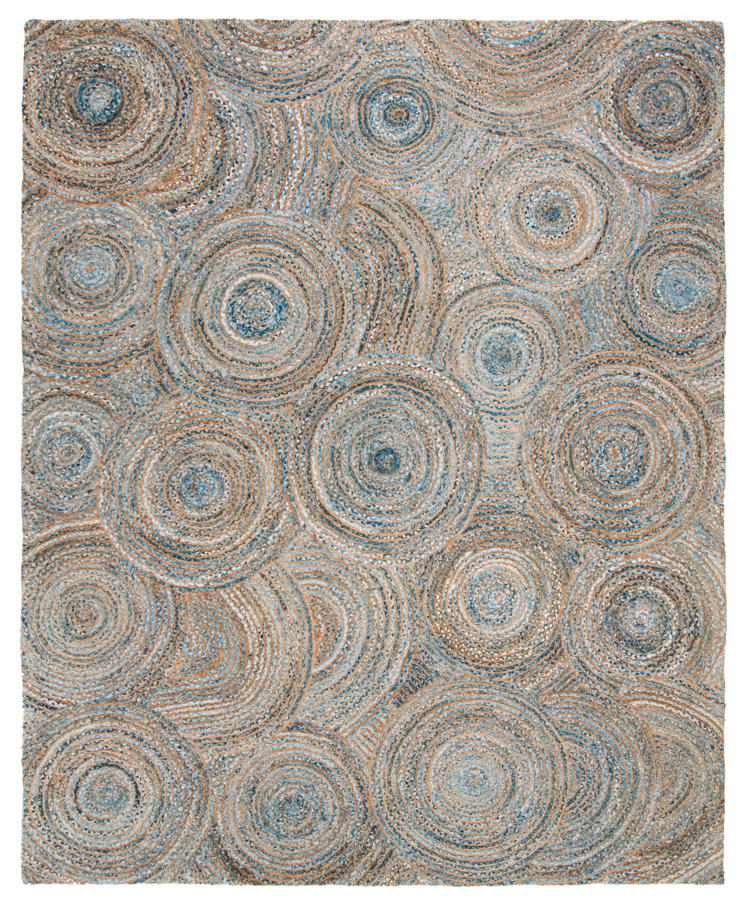 Boho-Chic Blue Abstract Handmade Flat Woven 8' x 10' Area Rug
