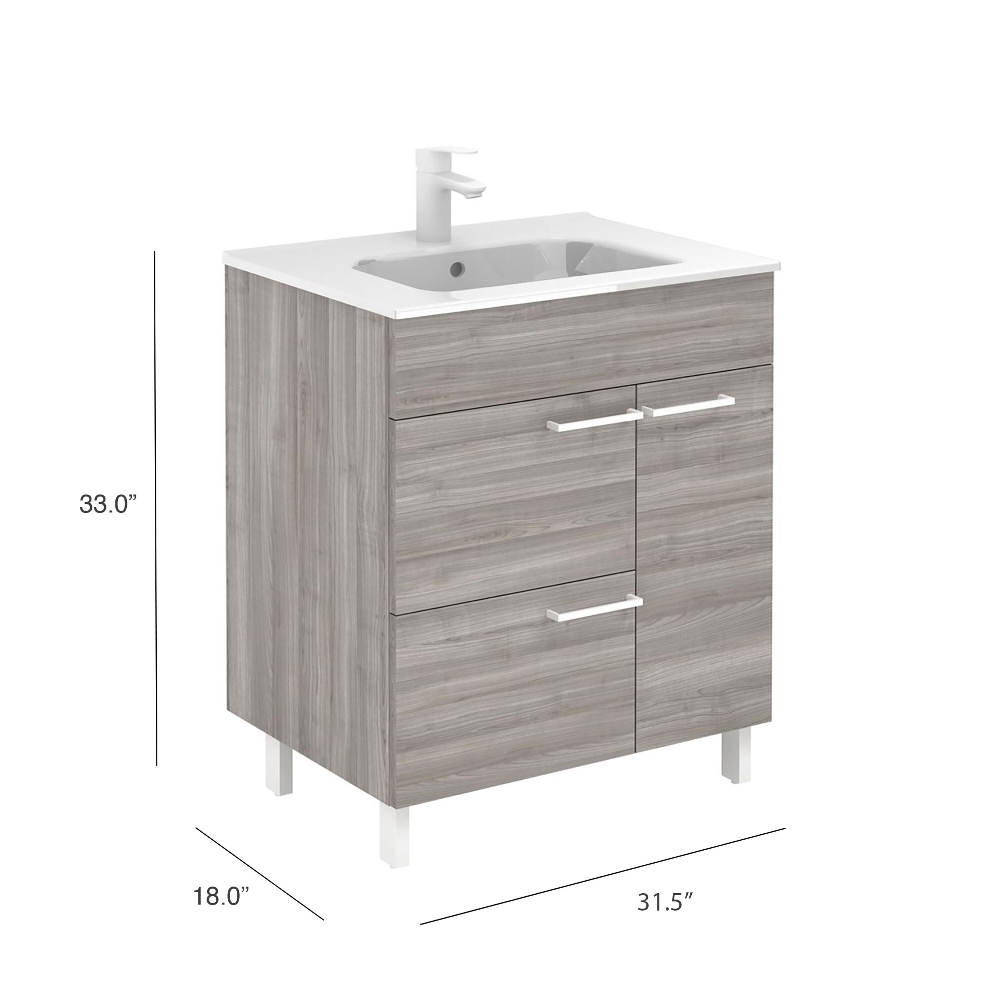 WS Bath Collections Elegance Vanities 32-in Sandy Grey Single Sink ...