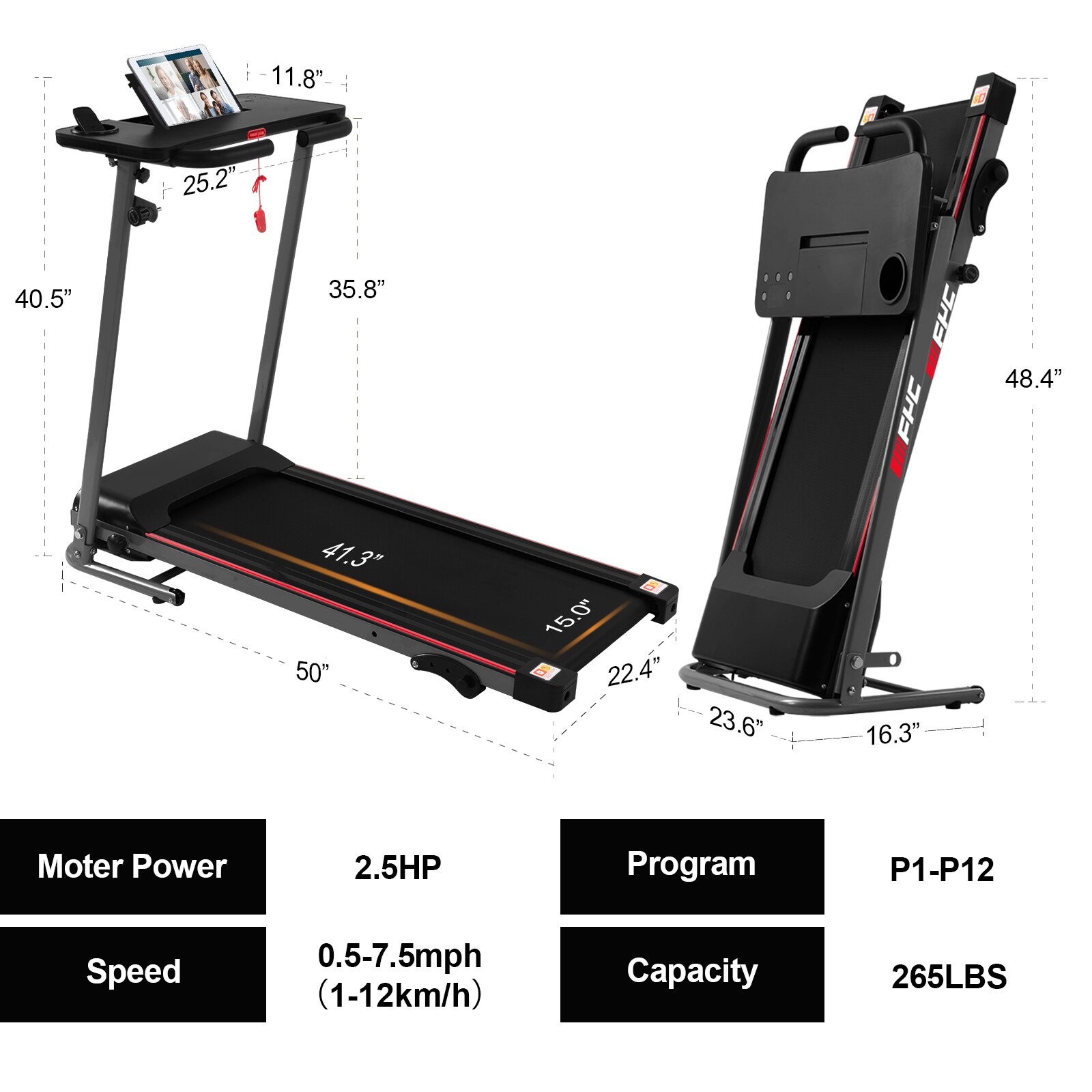 Flynama Foldable Treadmill with Incline Adjustment V-55933 at Lowes.com