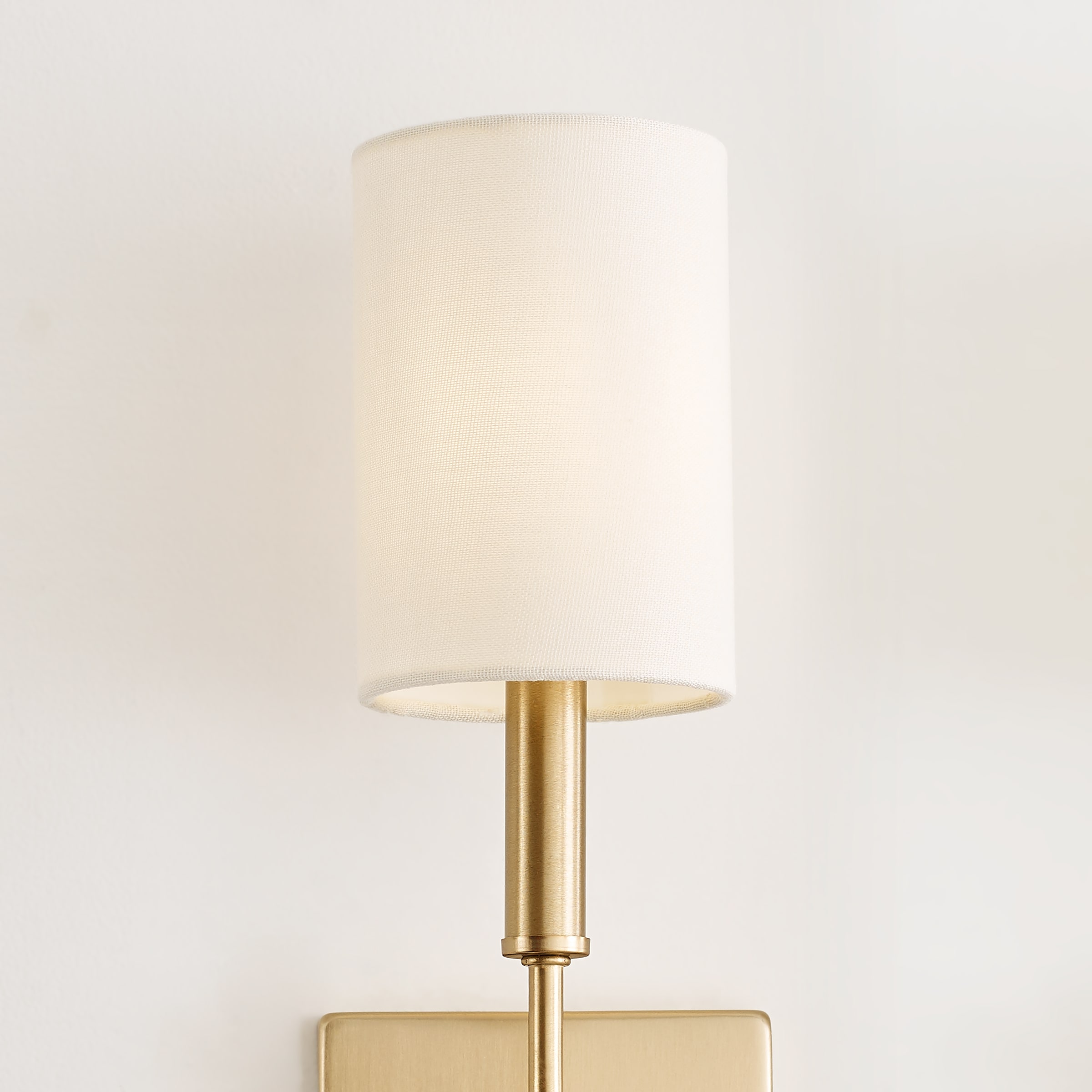 Greenwich Satin Brass Dimmable Cylinder Wall Sconce with Linen Shade