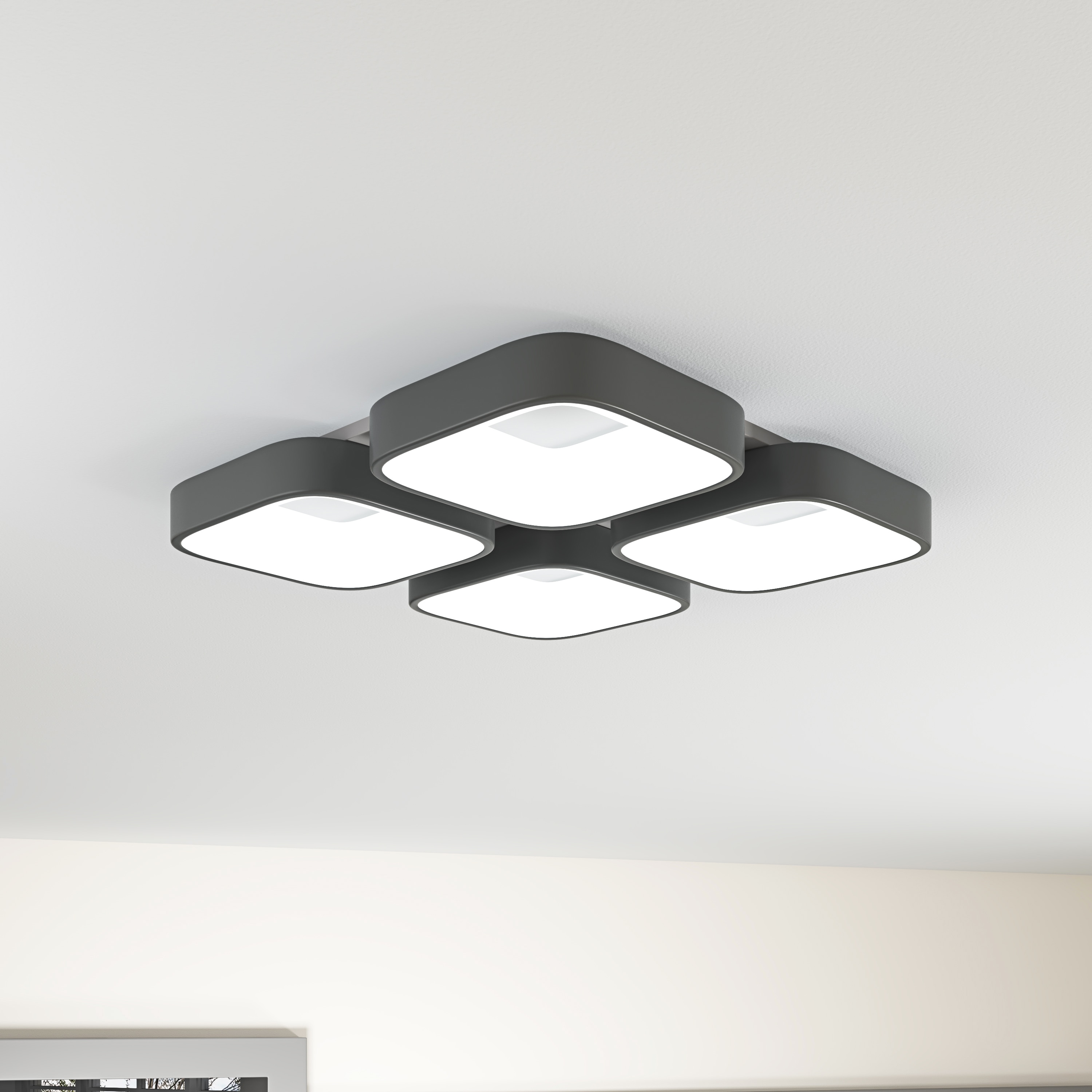Aiwen PZE-5995-D 4 -Light 26.77-in Gray Integrated LED Flush Mount Light