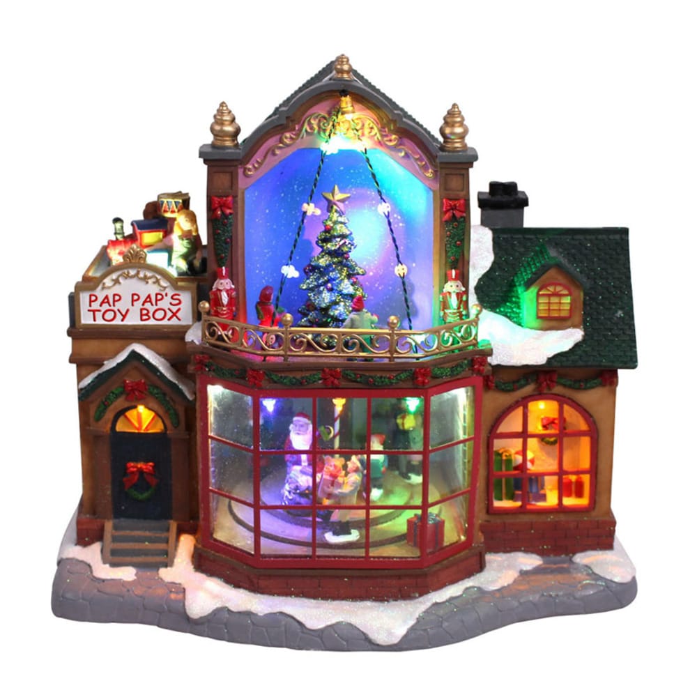 Carole Towne Pap’S Toy Box Animatronic Lighted Musical Village Scene at ...
