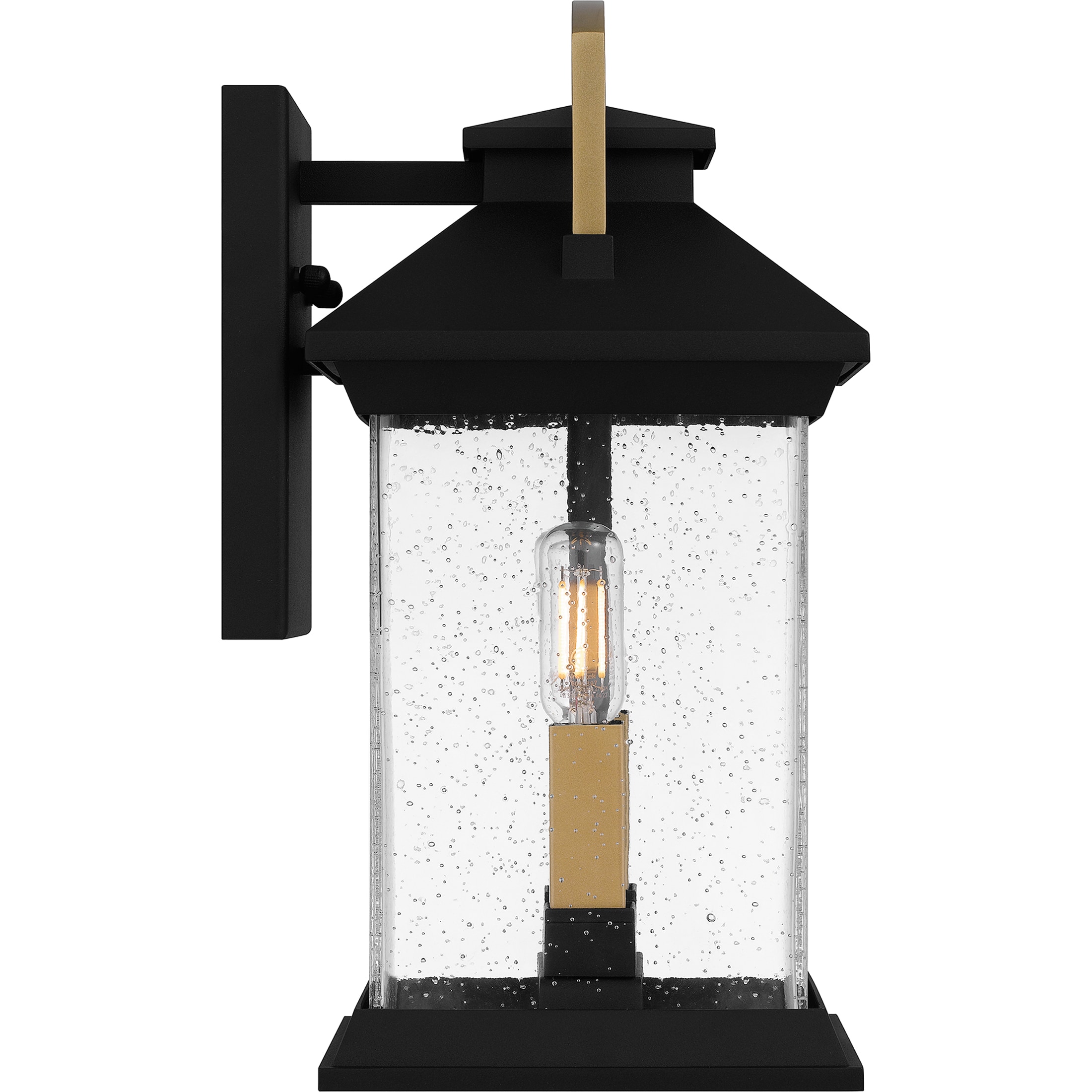 Henderson Black and Gold Outdoor Wall Lantern with Clear Glass