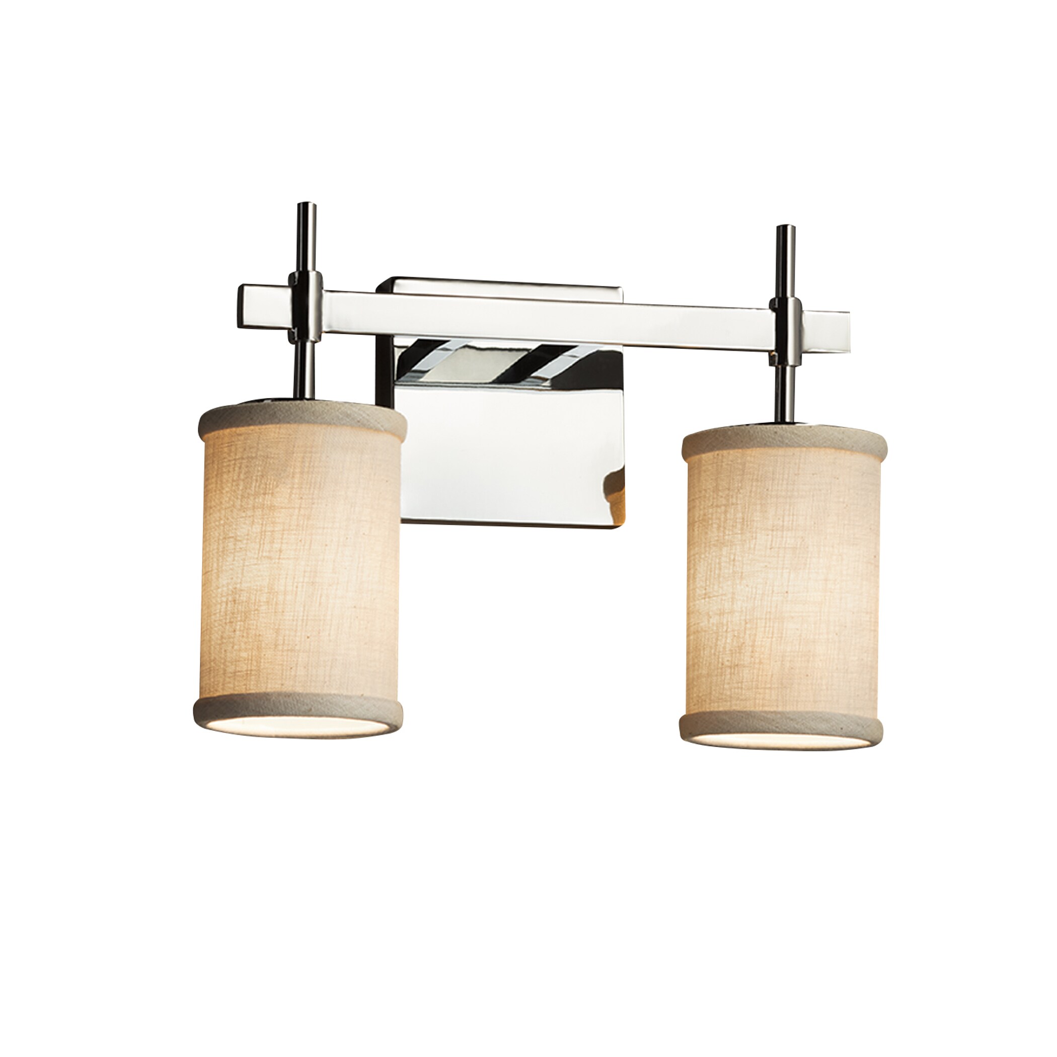 Justice Design Group FAB-8412-10-CREM-CR Textile 13-in 2-Light Polished Chrome Transitional Vanity Light