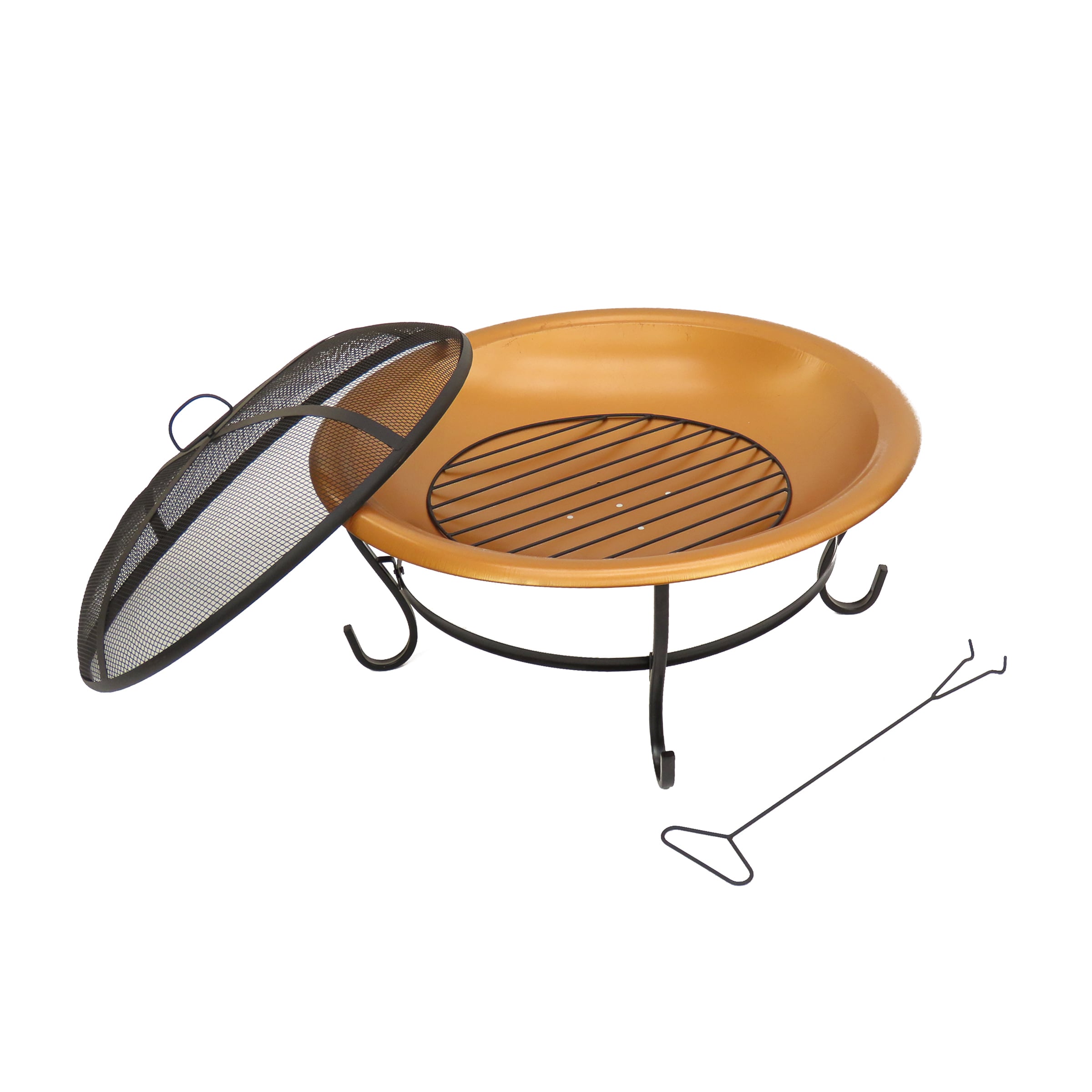 National Outdoor Living 29-in W Copper Portable Iron Round Propane Gas ...