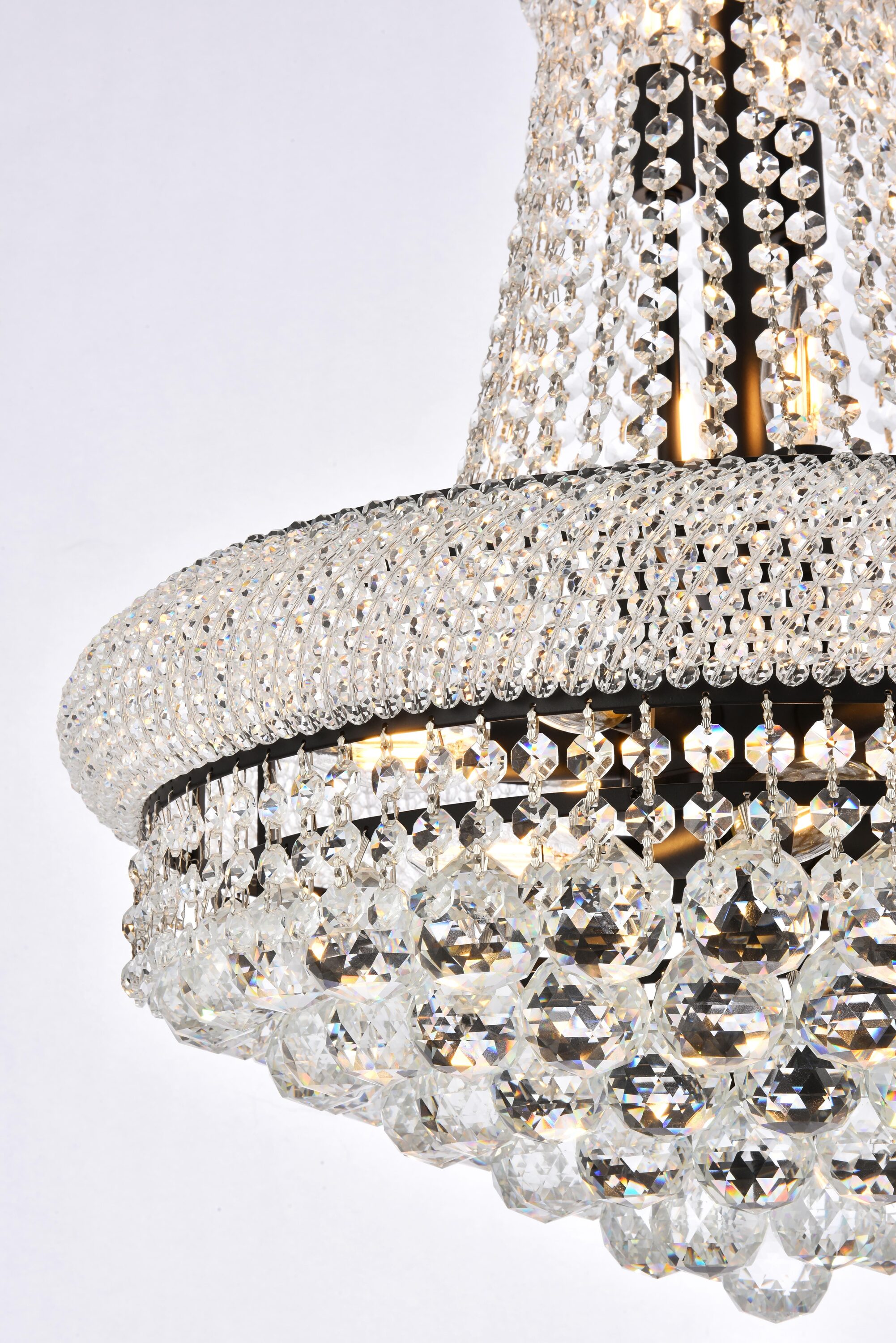 Black and Clear Crystal 14-Light Mini Chandelier