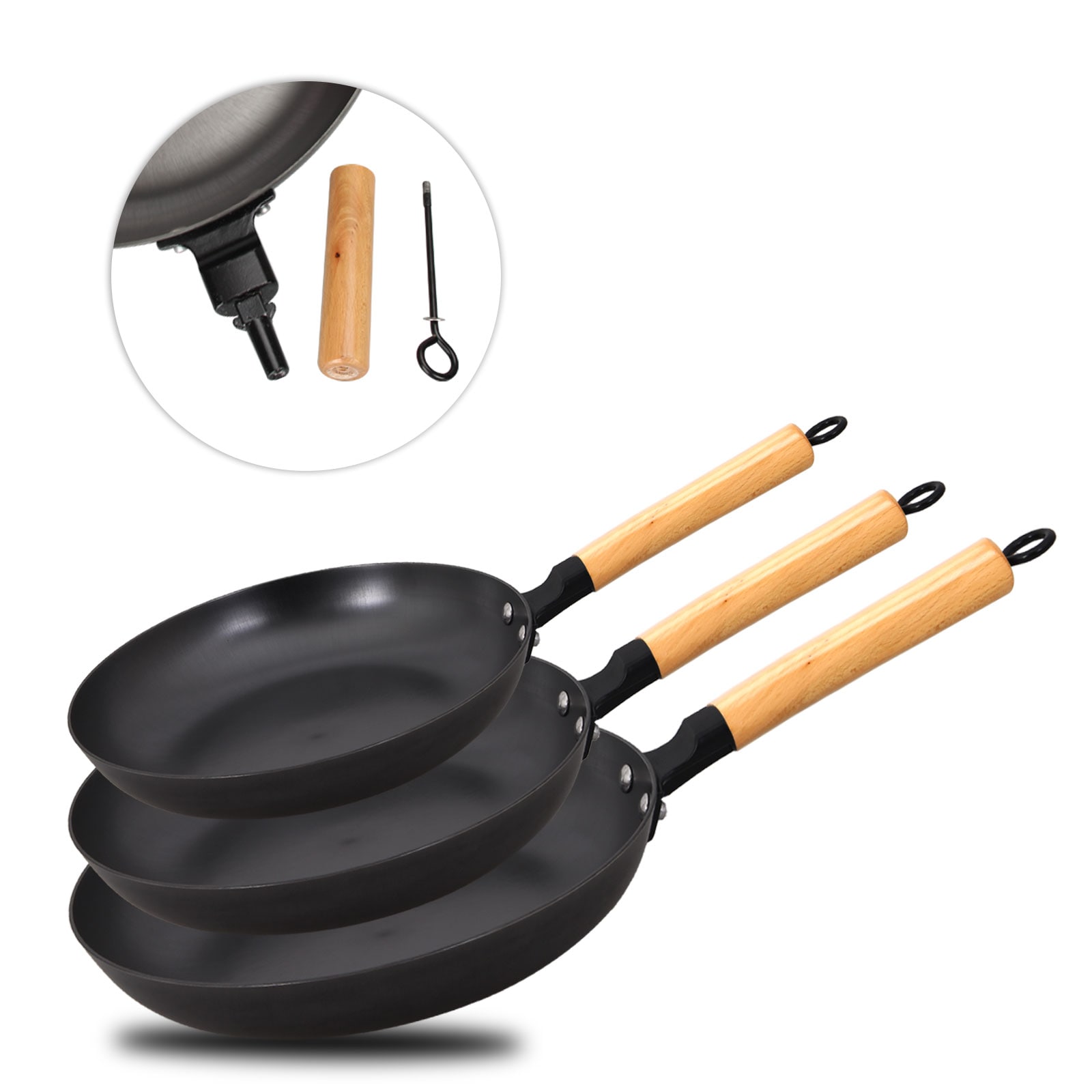 LTMATE LSNR-03-BLK 12-in Cast iron Cooking pan