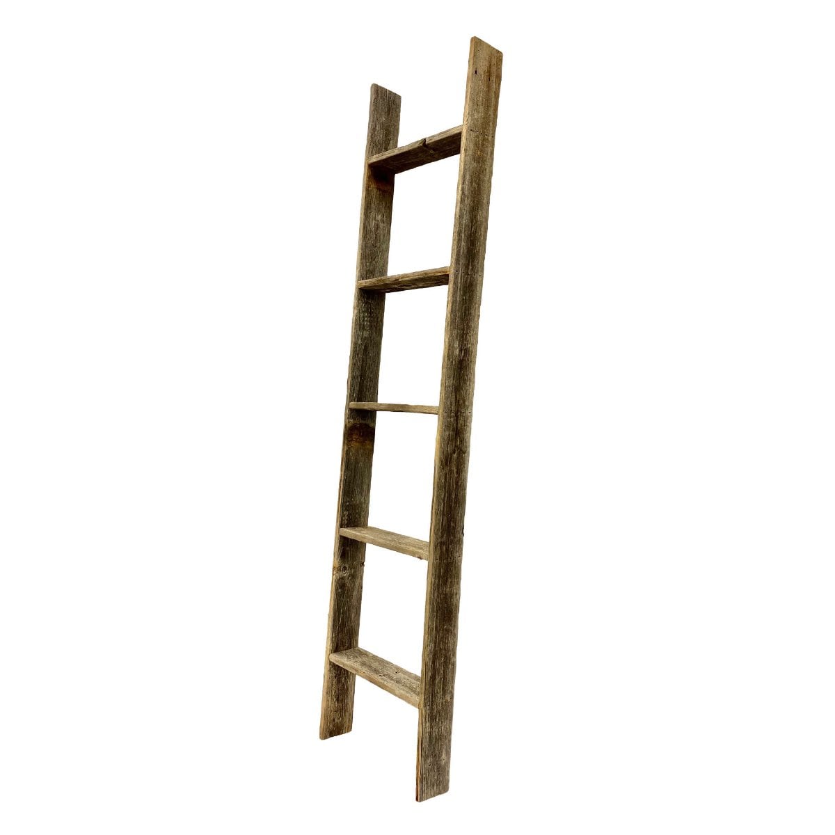 Weathered Gray Wood 5-Shelf Ladder Bookcase (13-in W x 60-in H x 4-in D) | - HomeRoots 4000380335