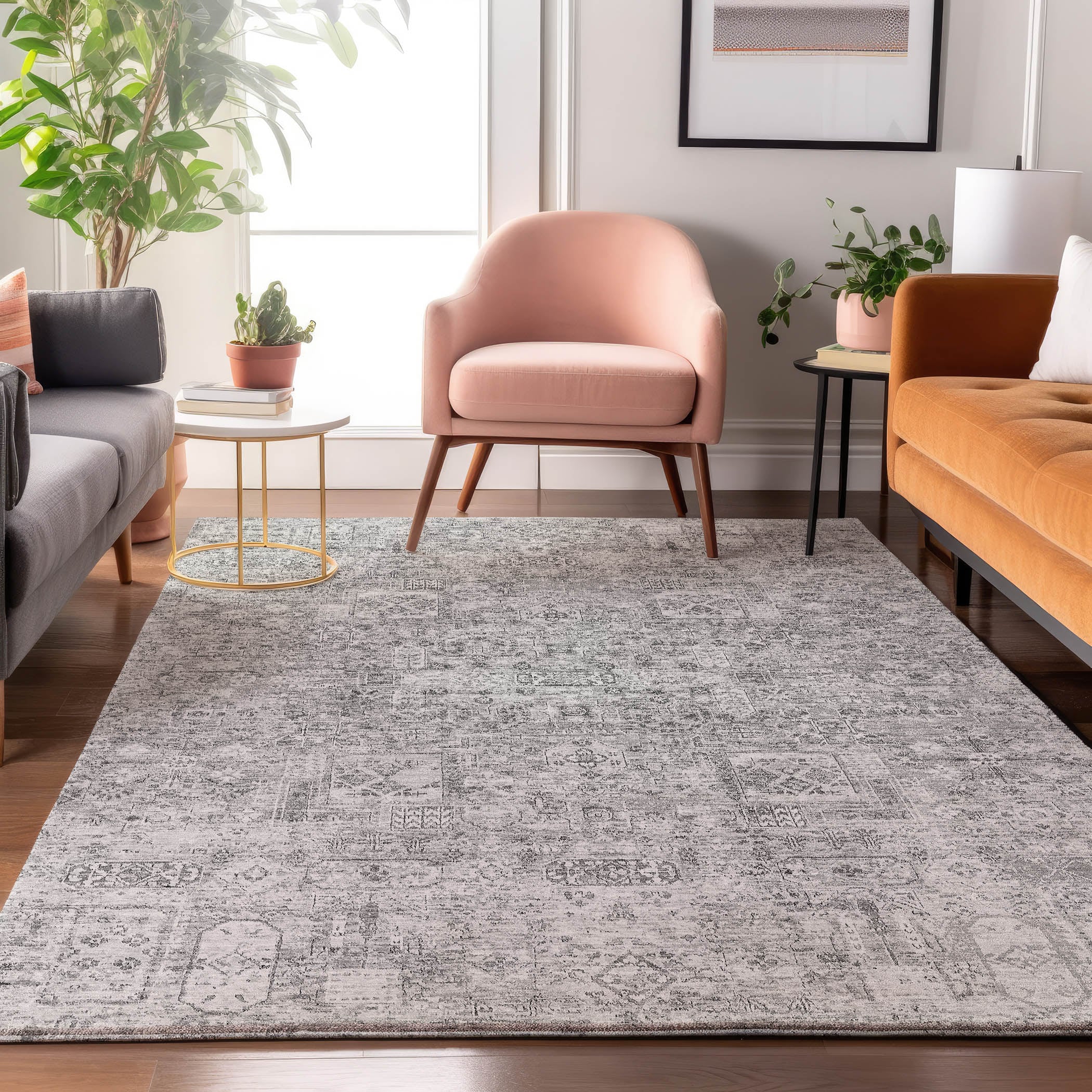 Addison Rugs AMF611GY8X10 Mayfield AMF611GY 8 x 10 (ft) Loomed Polyester Gray Rectangular Indoor Geometric Machine washable Area rug