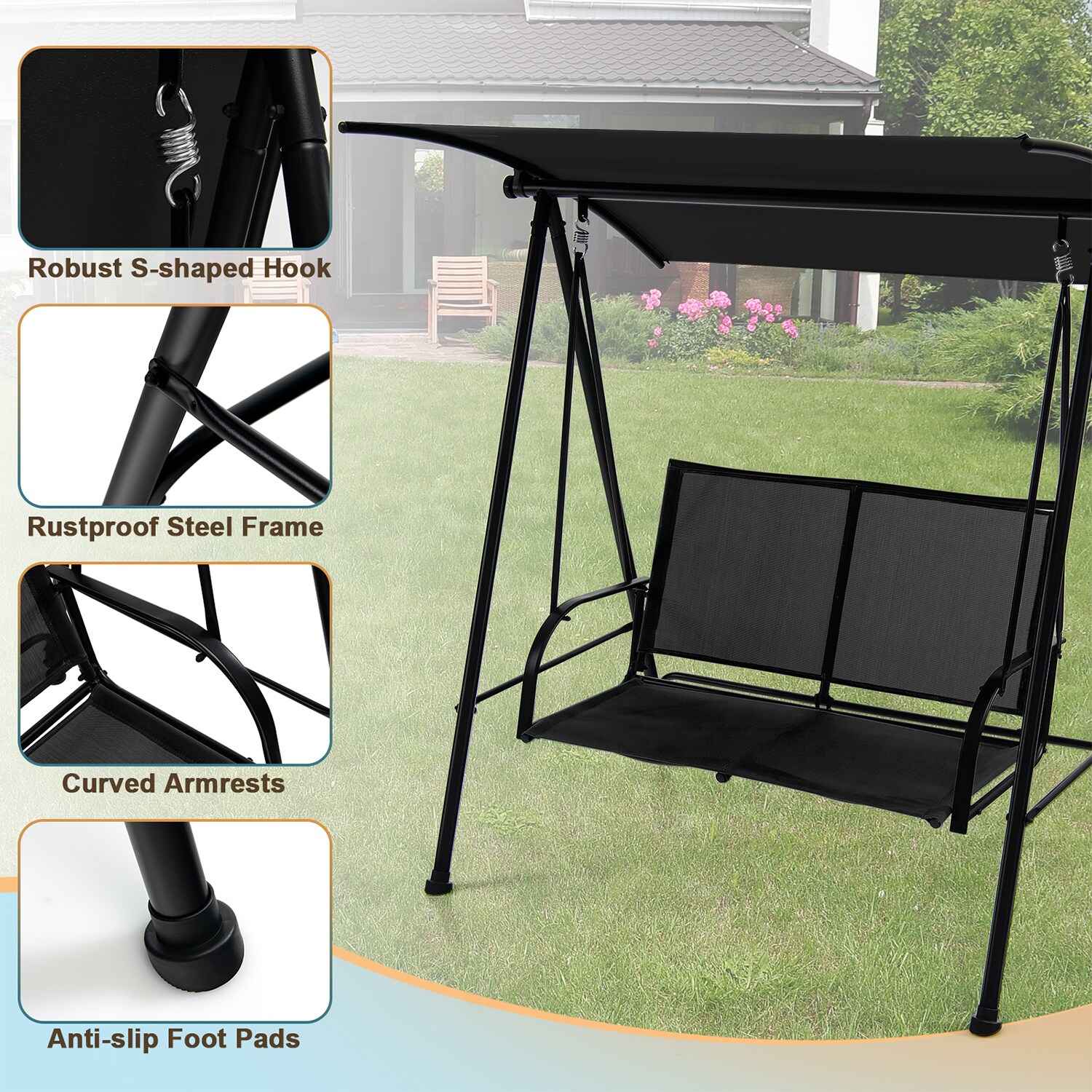 WELLFOR TDG10403DK Swing-Gliders - View #6