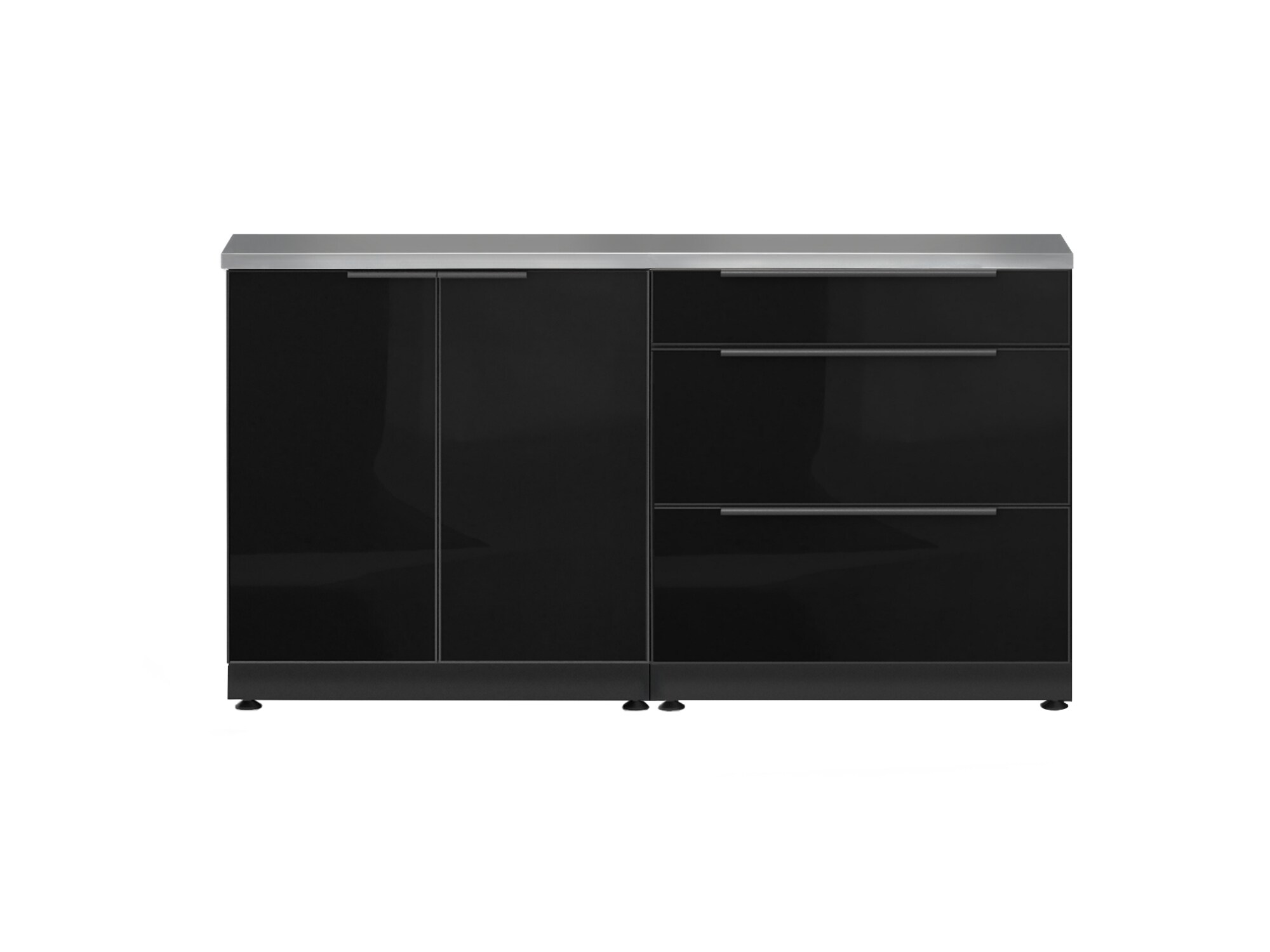 NewAge Products Aluminum Black 2 -Piece 64-in W x 24-in D x 36.5-in H Modular Outdoor Kitchen Set #73869