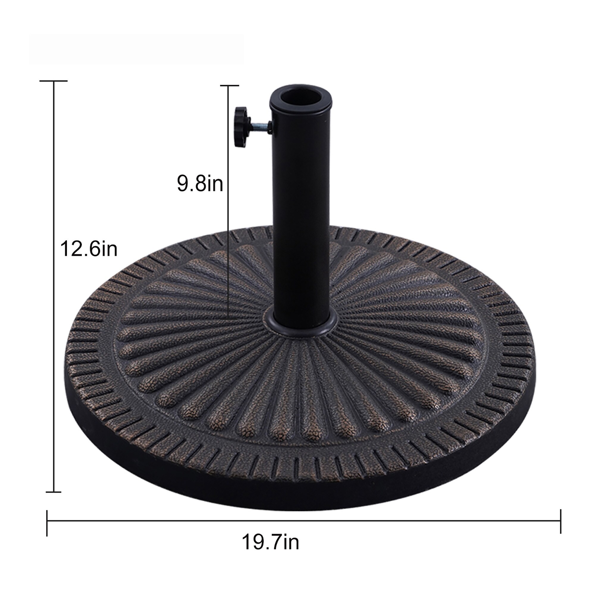 CASAINC 27.1lbs Outdoor Umbrella Base Stand Bronze Patio Umbrella Base ...