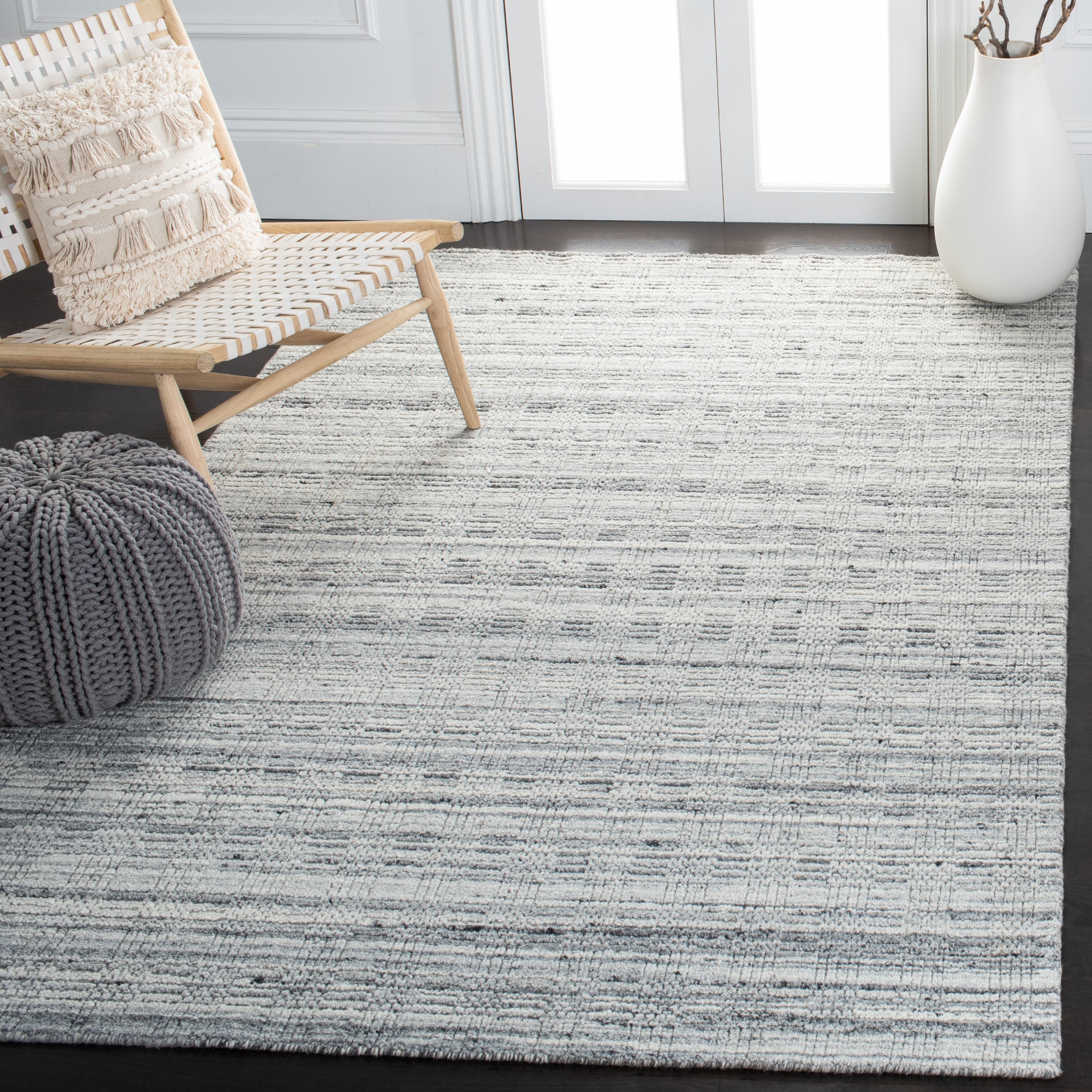Safavieh ELM301Z-6 Elements Vigita 6 x 9 (ft) Loomed Wool Black/Light Gray Rectangular Indoor Abstract Farmhouse/Cottage Area rug