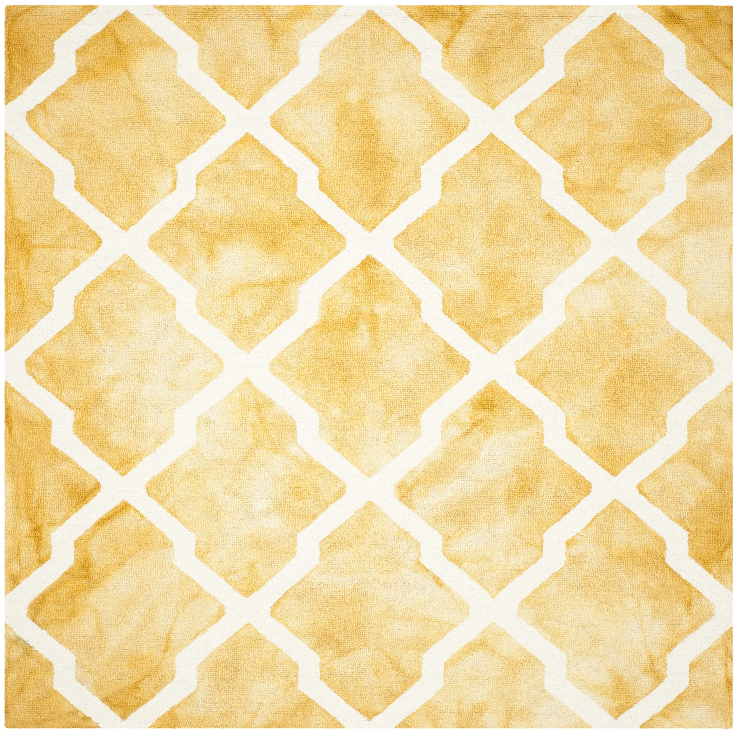Safavieh DDY540H-7SQ Dip Dye Pamala 7 x 7 (ft) Tufted Wool Gold/Ivory Square Indoor Geometric Bohemian/Eclectic Area rug