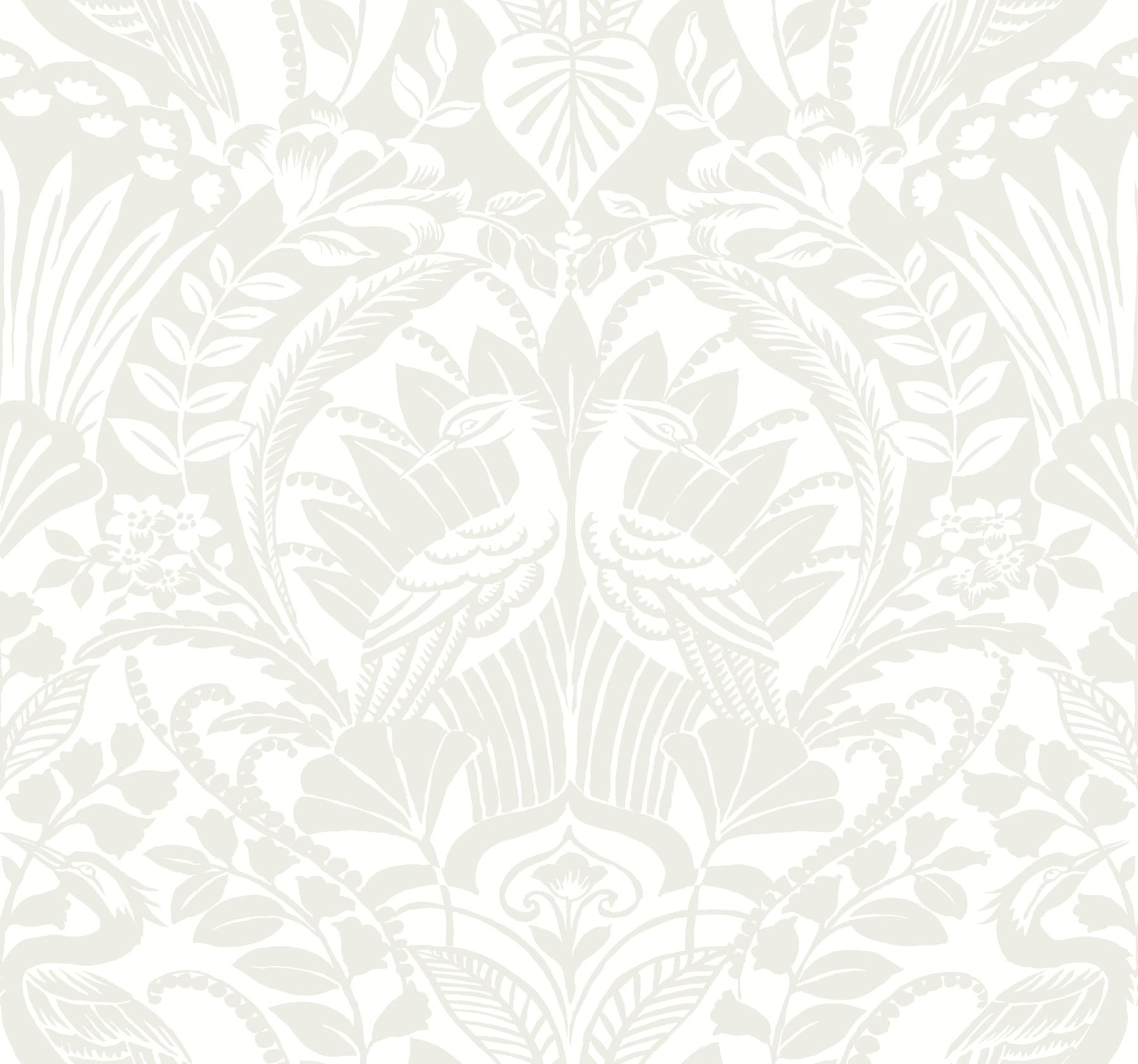 York Wallcoverings BW3932 Black and White Resource Library 60.8-Sq. Feet White Non-woven Damask Prepasted Water Activated Paste Wallpaper