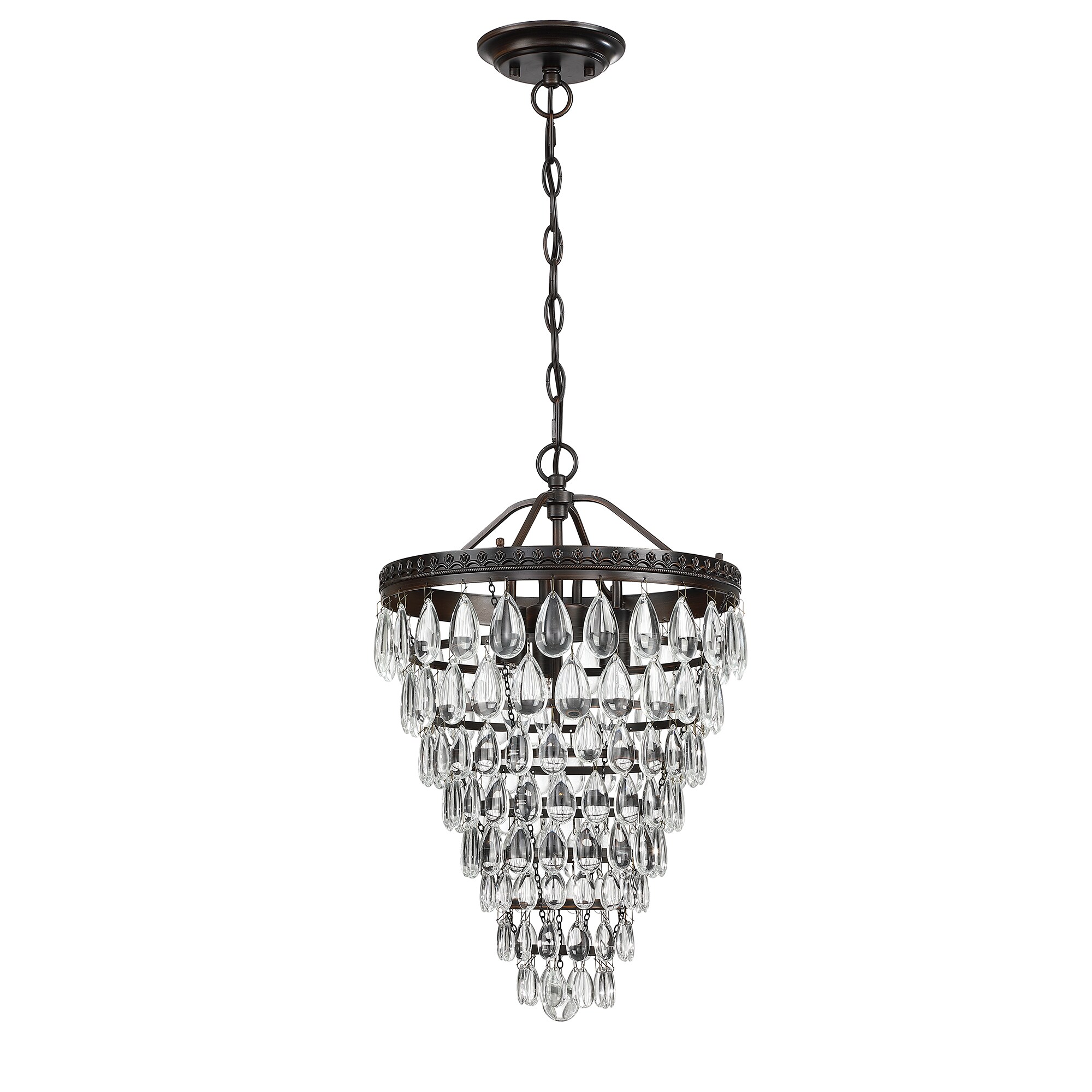 Black Crystal Tiered Pendant Chandelier with Glass Accents