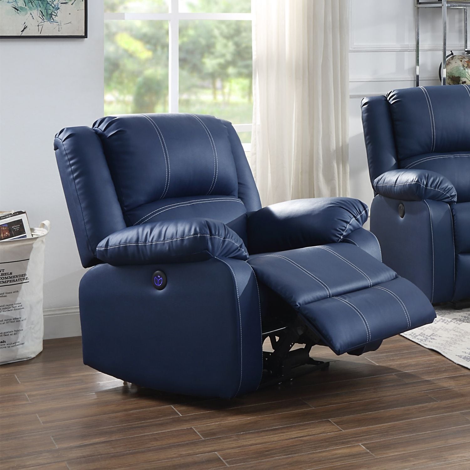 JASMODER 54617 37-in Modern Blue Polyester/Blend Sofa