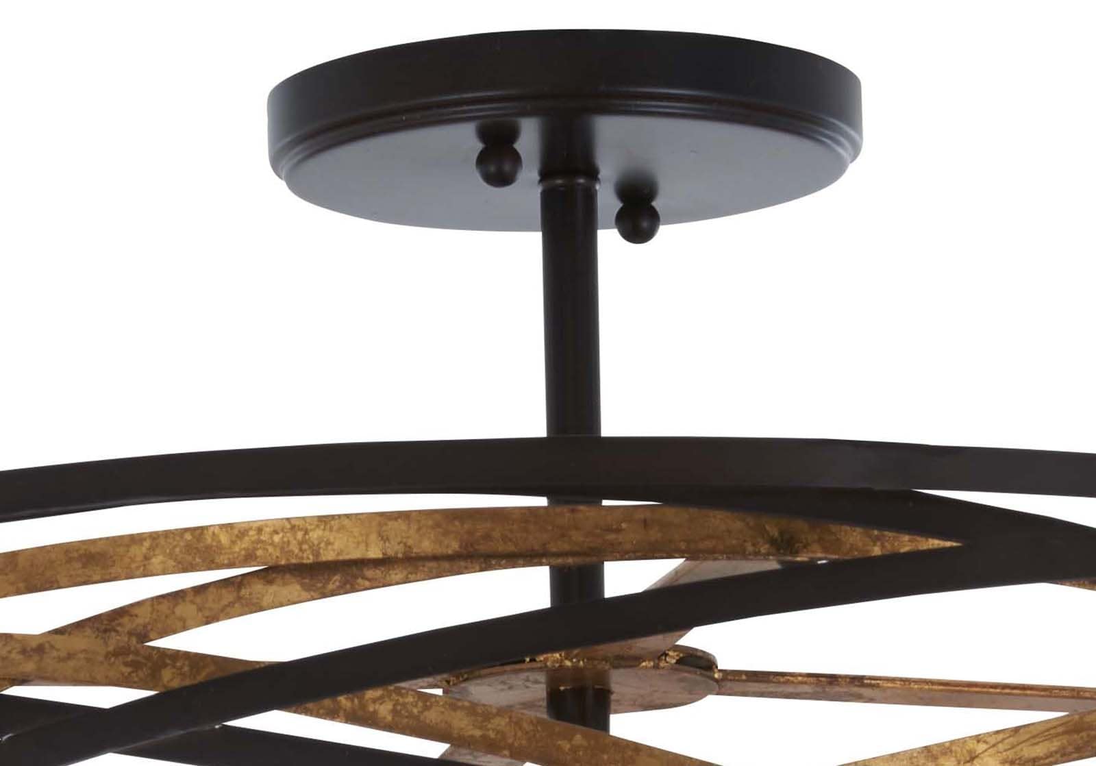 Elegant Vortic Flow Drum Pendant in Dark Bronze with Mosaic Gold Interior, 20"