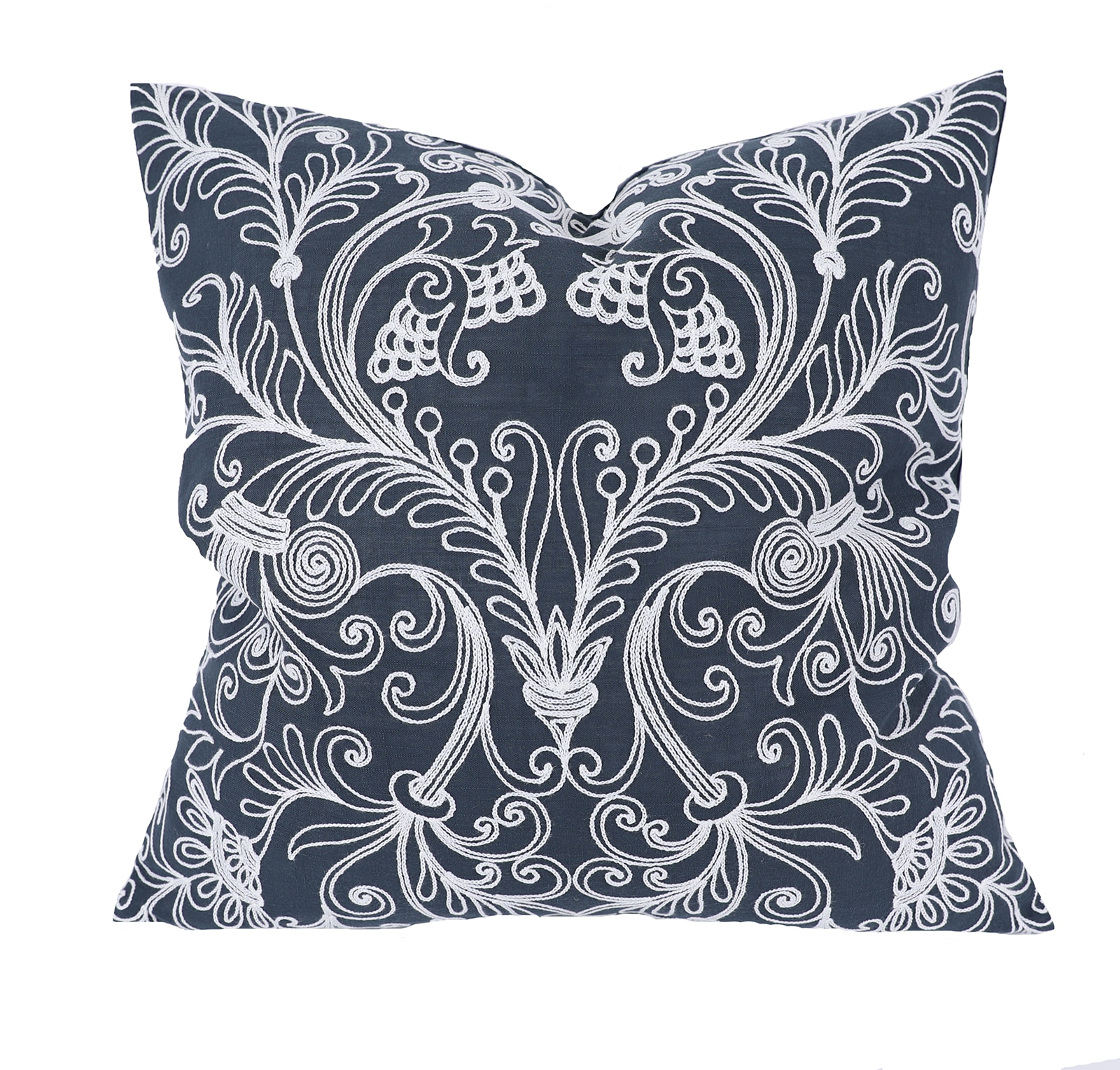 XIA Home Fashions XD19202-NBLUFE Jacquard 20-in x 20-in Navy Blue Square Indoor Decorative Pillow